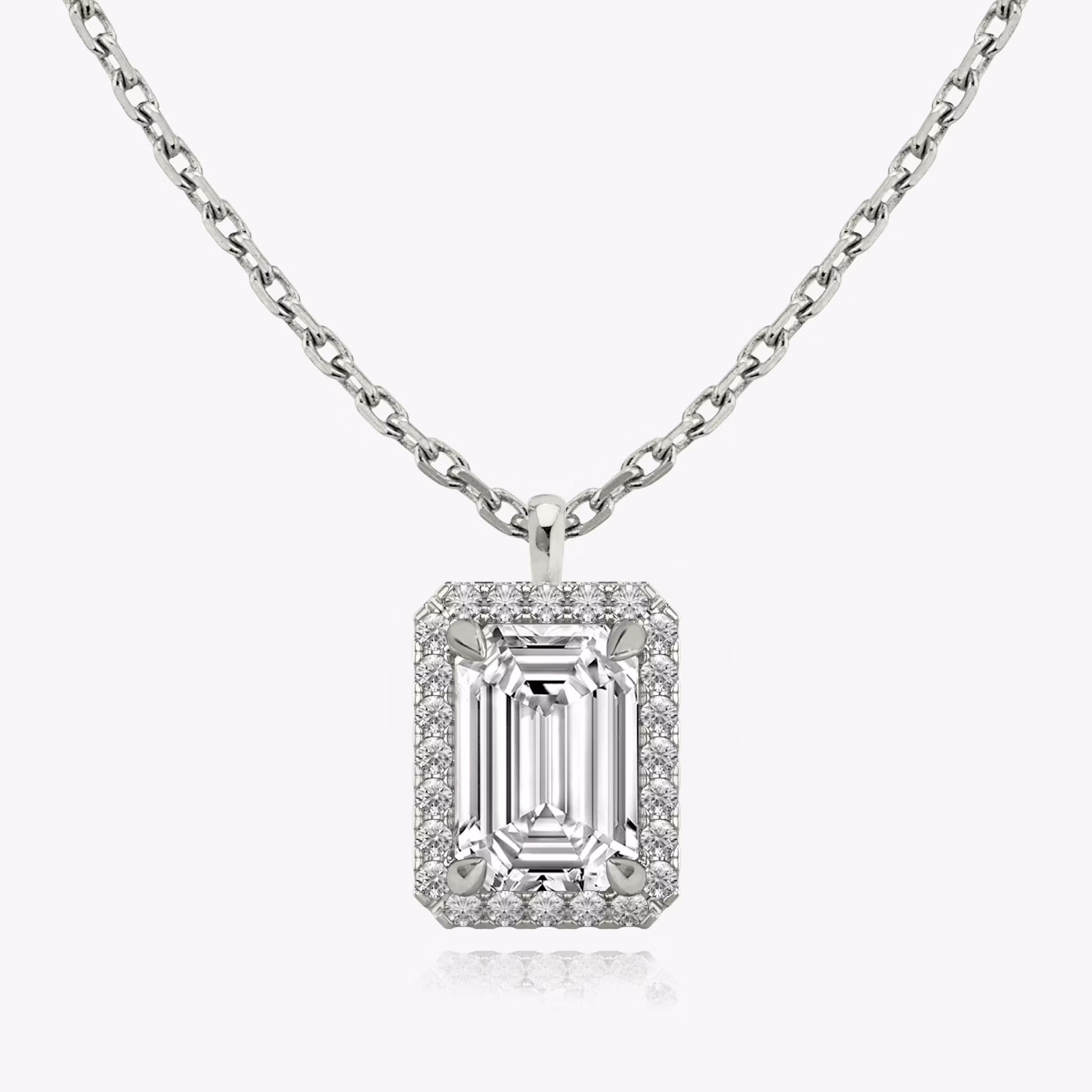 Halo Pendant Emerald | White Gold