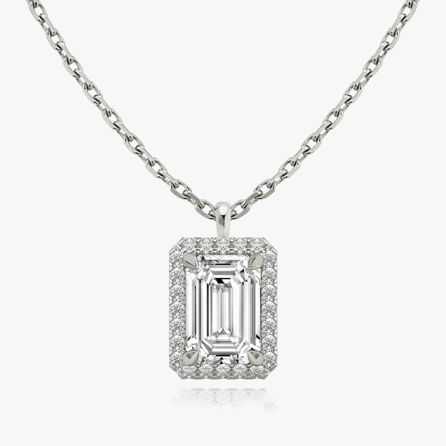 Halo Pendant | Emerald | 14k | White Gold | caratWeight: 0.25ct