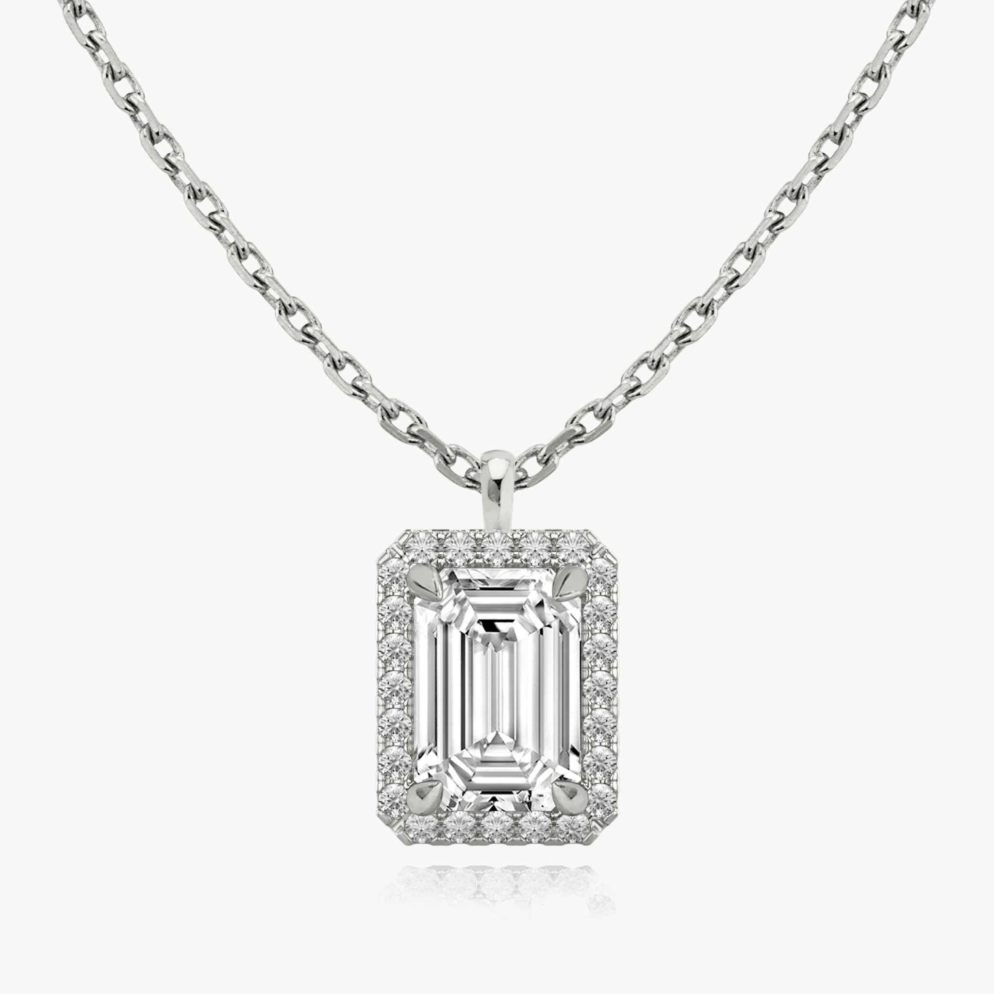 Halo Pendant | Emerald | 14k | White Gold | caratWeight: 0.75ct