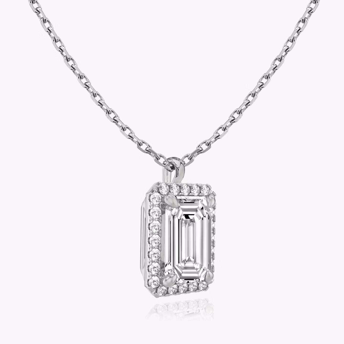Halo Pendant | Emerald | 14k | White Gold | caratWeight: 0.25ct
