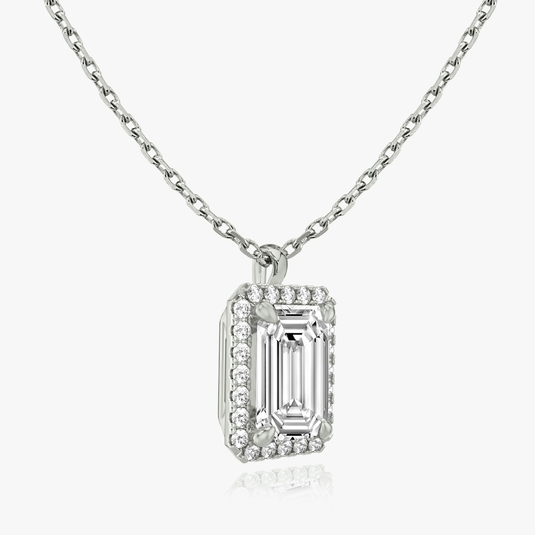 Halo Pendant | Emerald | 14k | White Gold | caratWeight: 0.75ct