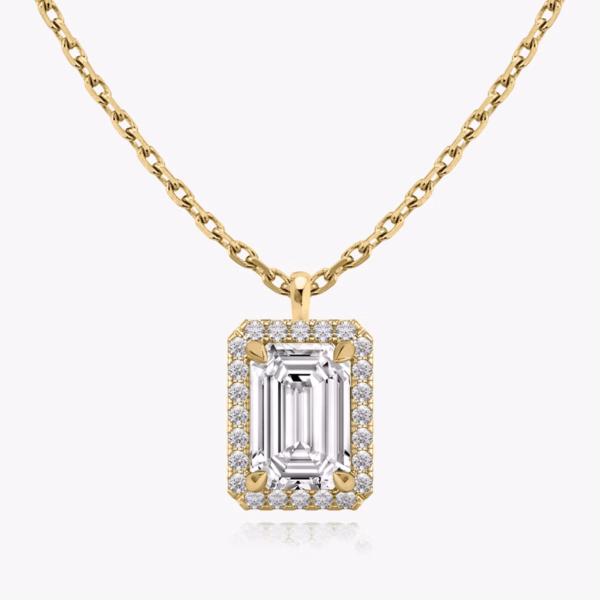 Halo Pendant | Emerald | 14k | Yellow Gold | caratWeight: 0.50ct