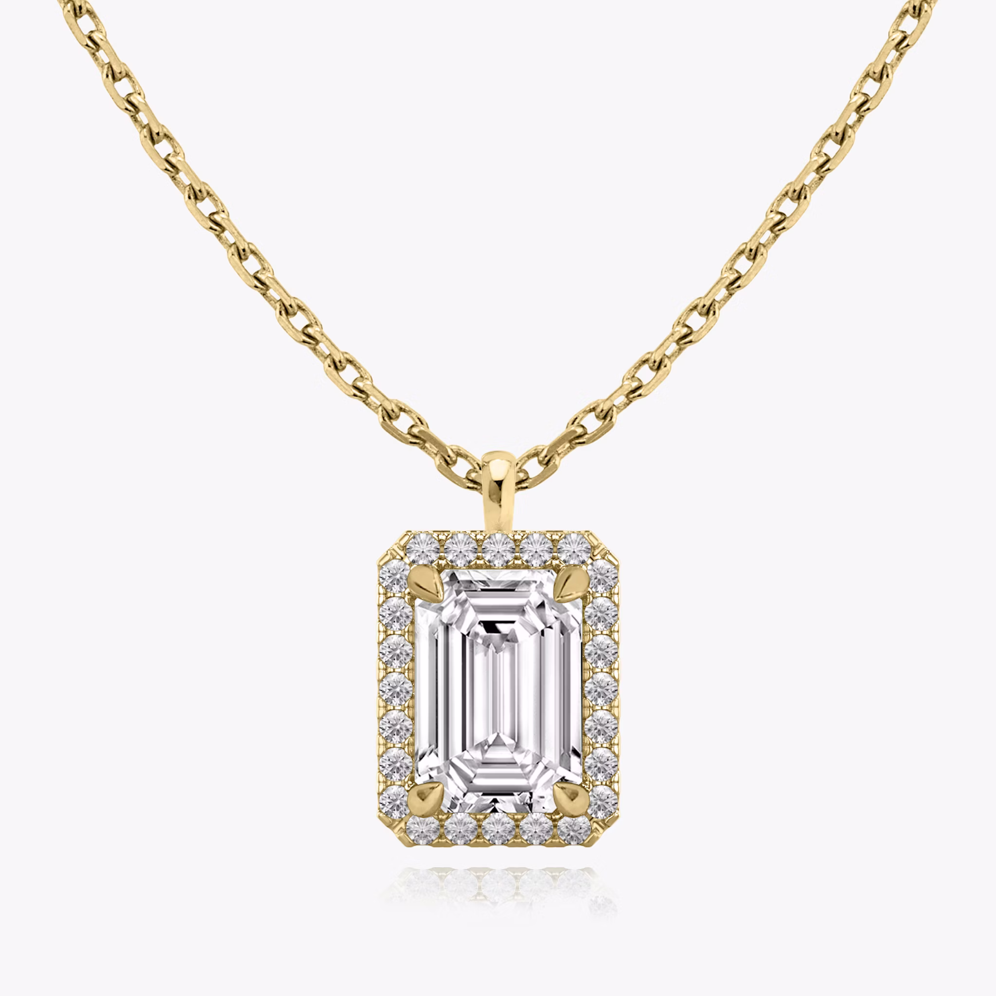Halo Pendant | Emerald | 14k | Yellow Gold | caratWeight: 0.25ct