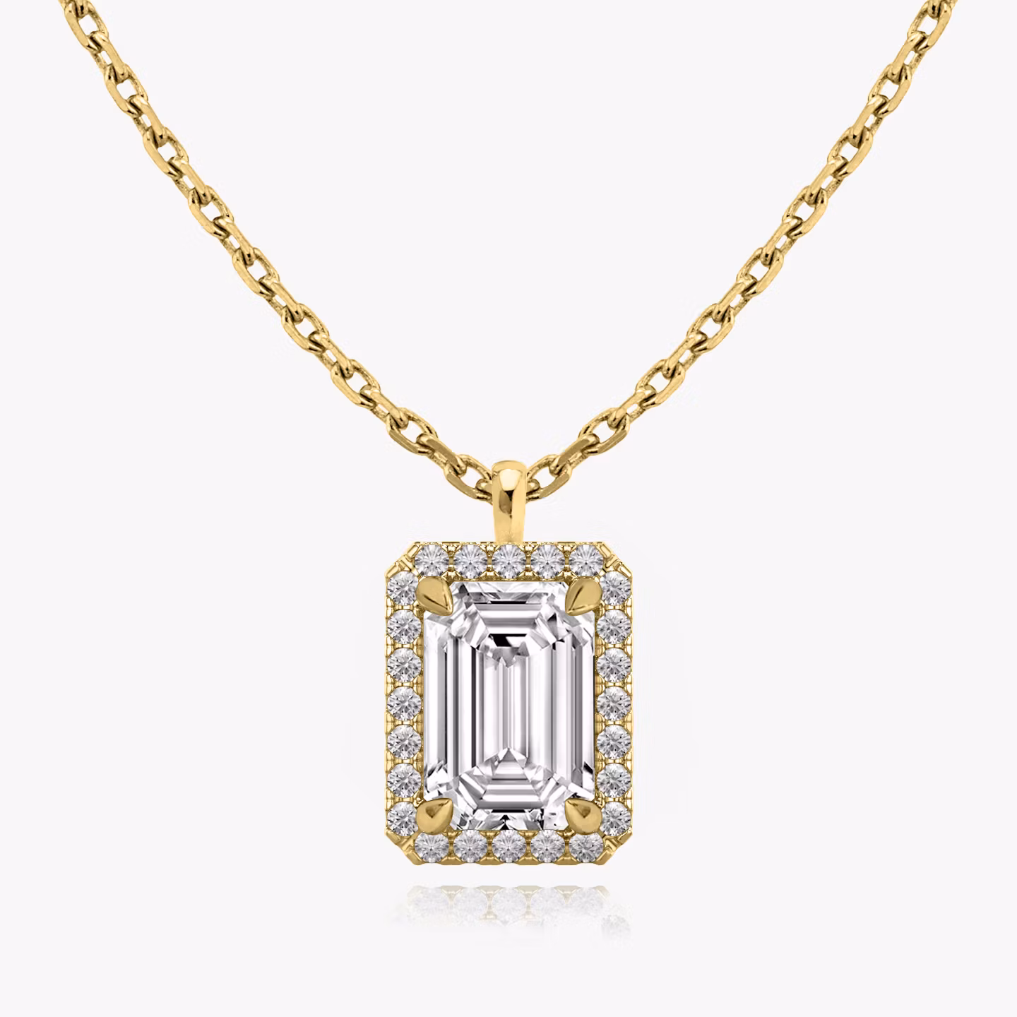 Halo Pendant Emerald | Yellow Gold