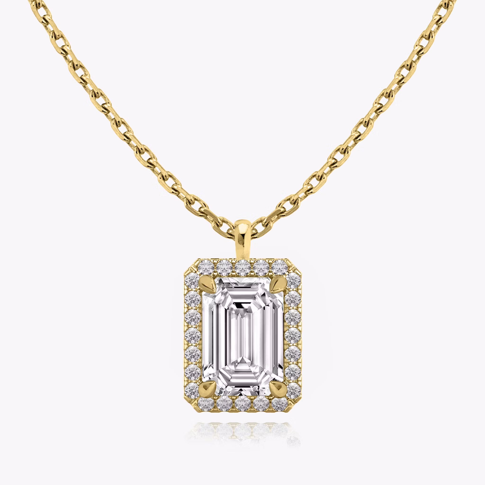 Halo Pendant Emerald | Yellow Gold