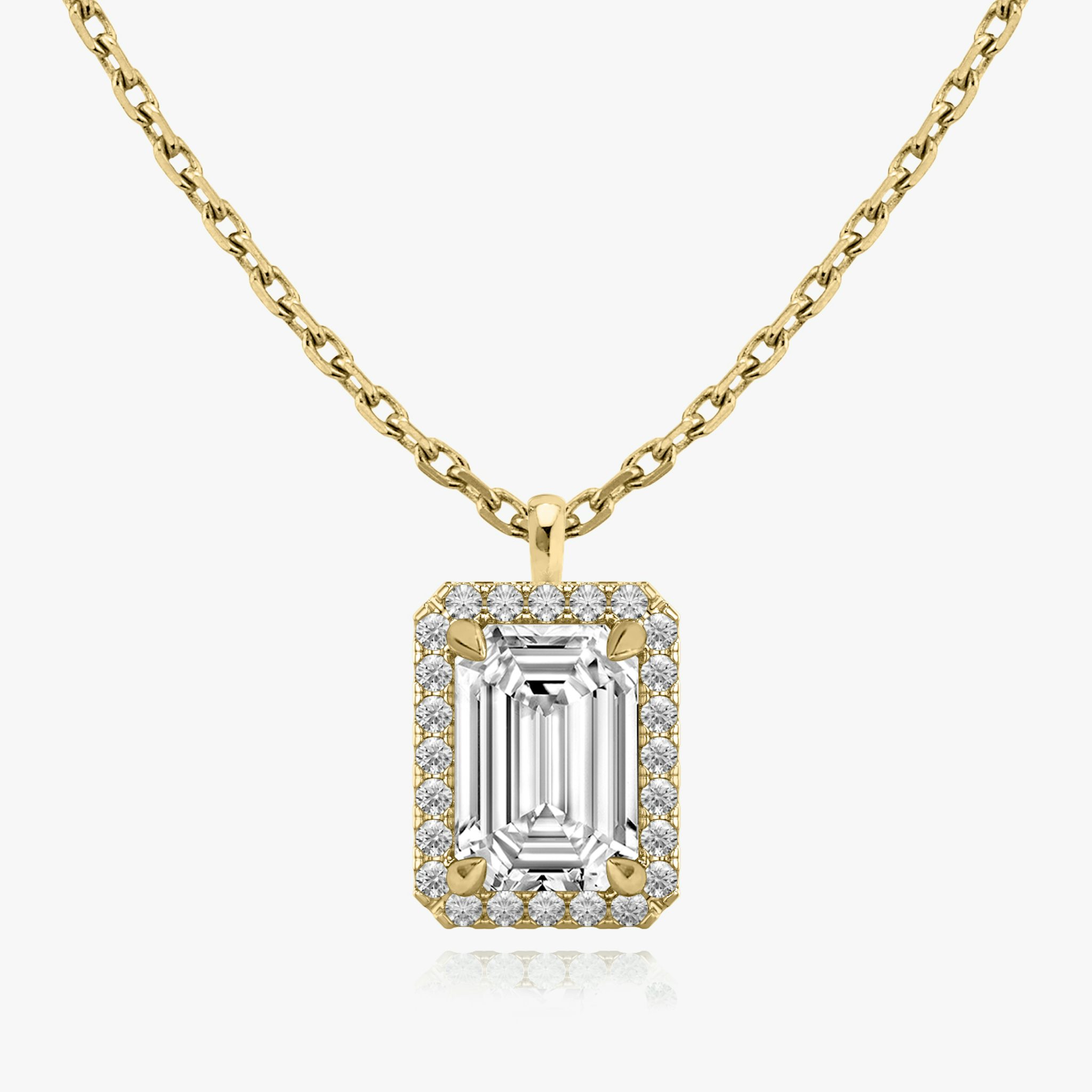 Halo Pendant | Emerald | 14k | Yellow Gold | caratWeight: 0.25ct
