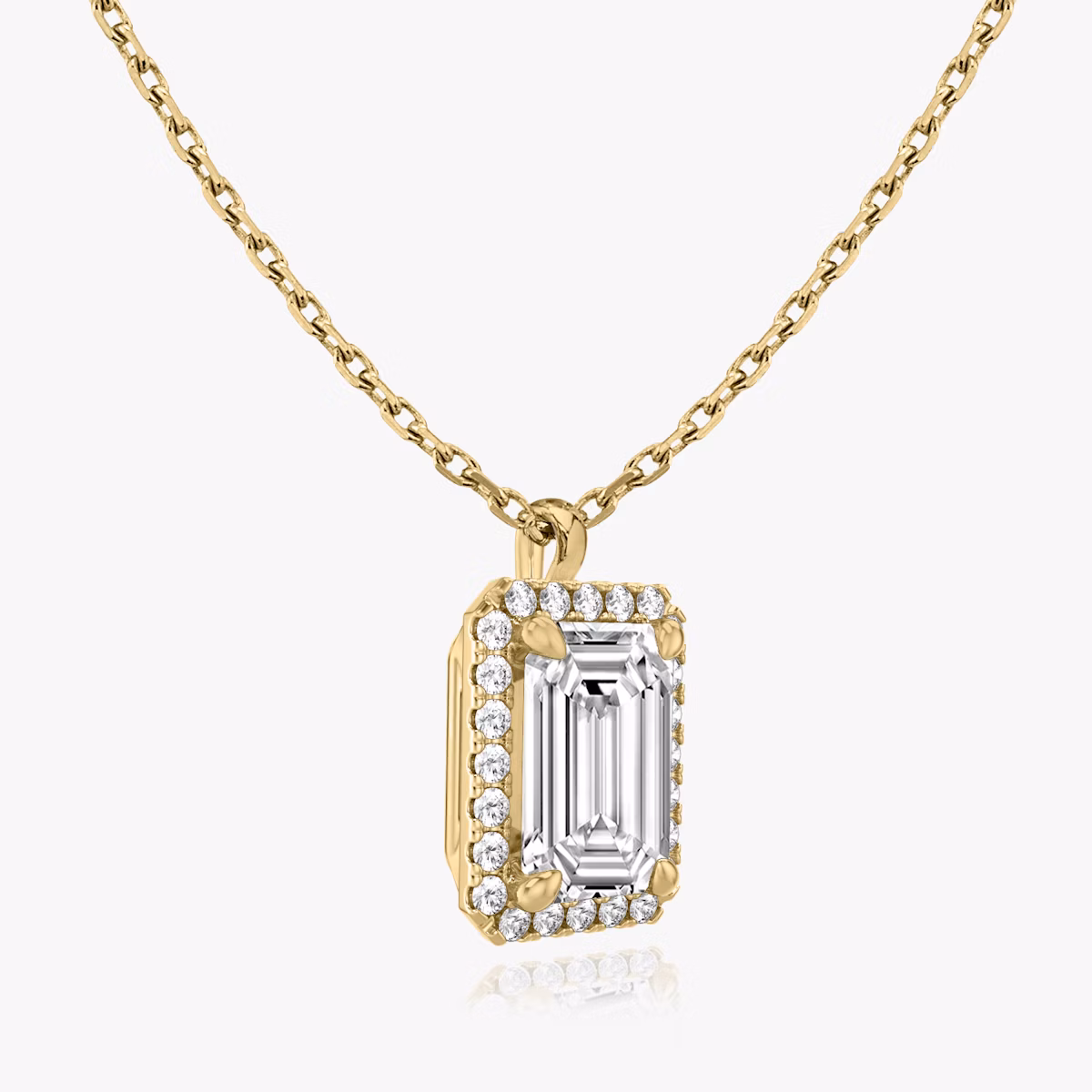 Halo Pendant | Emerald | 14k | Yellow Gold | caratWeight: 0.50ct