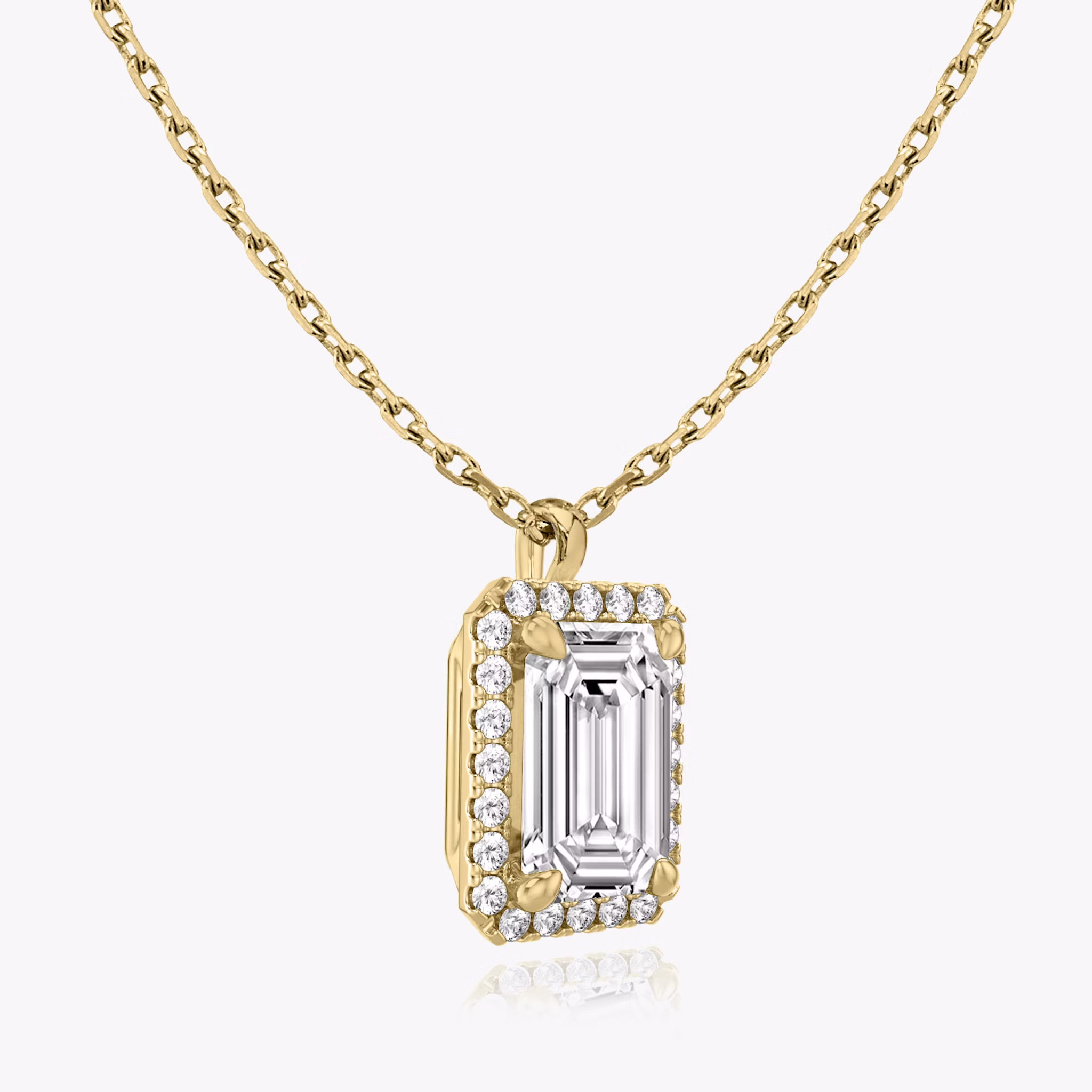 Halo Pendant | Emerald | 14k | Yellow Gold | caratWeight: 0.25ct