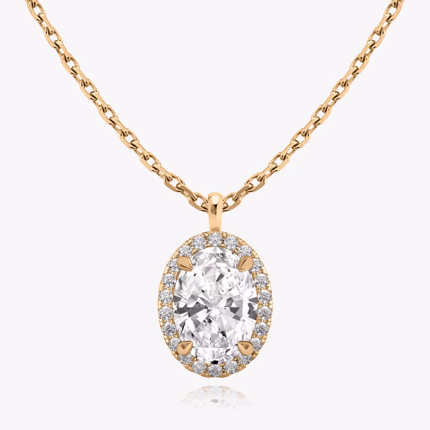 Halo Pendant Oval | Rose Gold