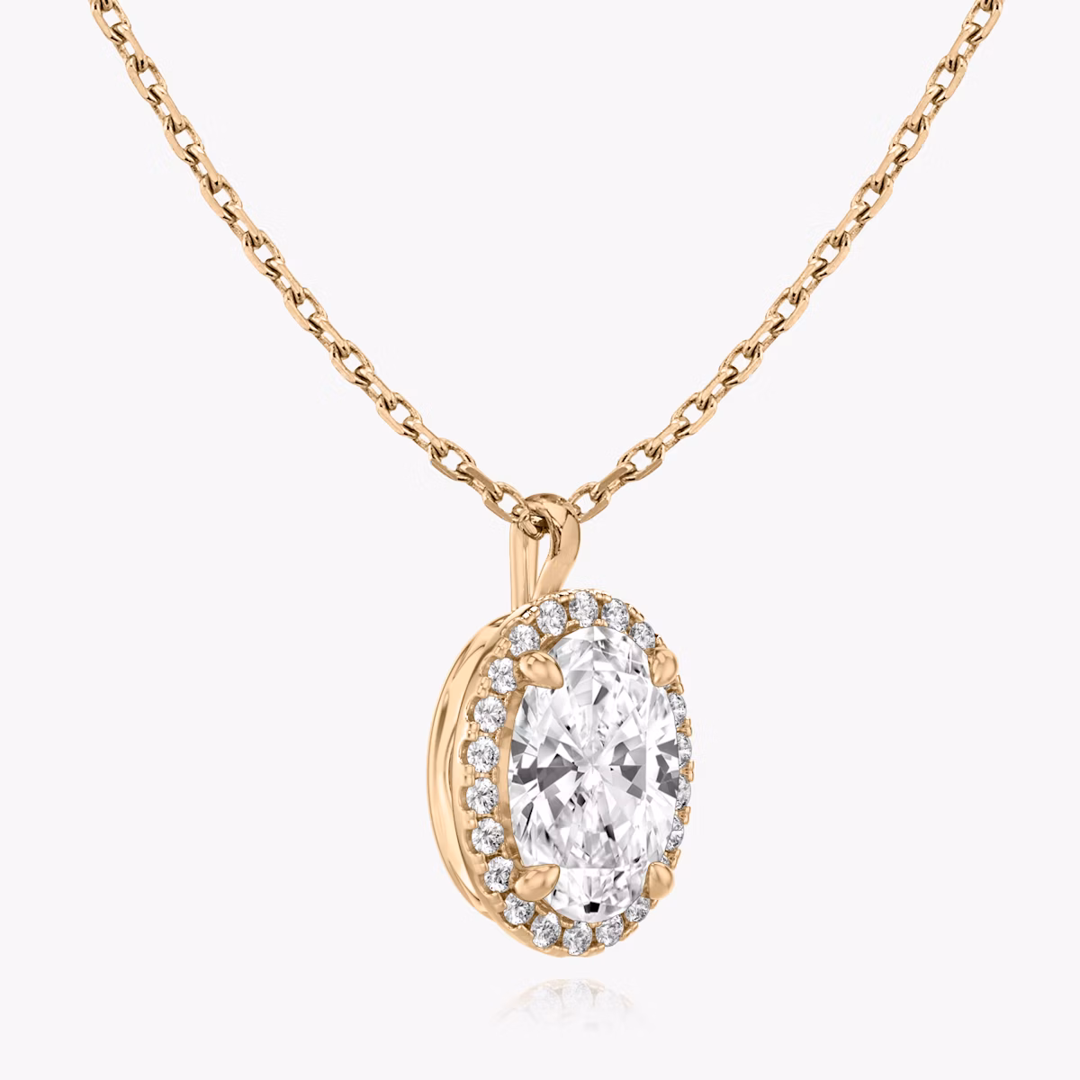 Halo Pendant | Oval | 14k | Rose Gold | caratWeight: 0.50ct