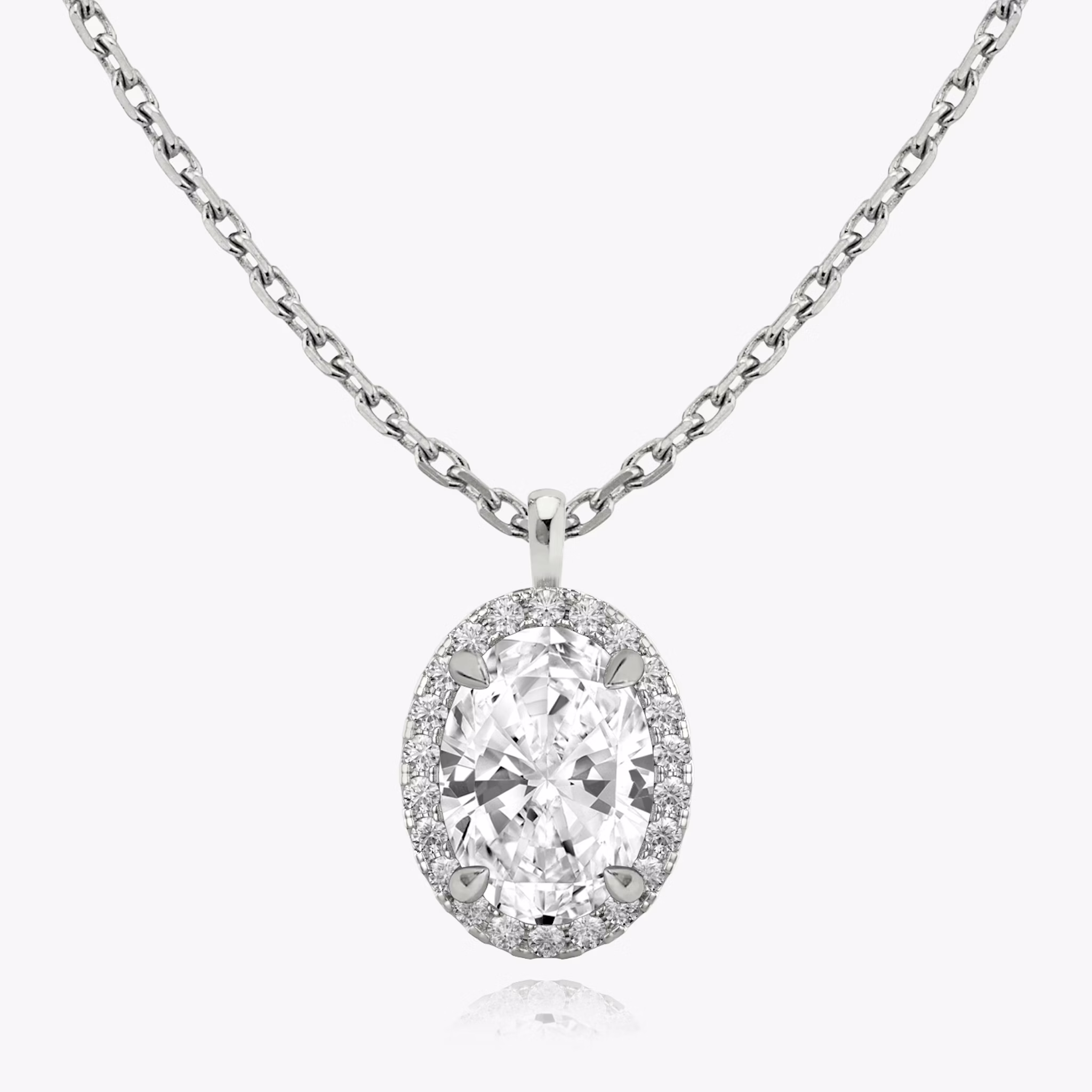 Halo Pendant | Oval | 14k | White Gold | caratWeight: 0.75ct