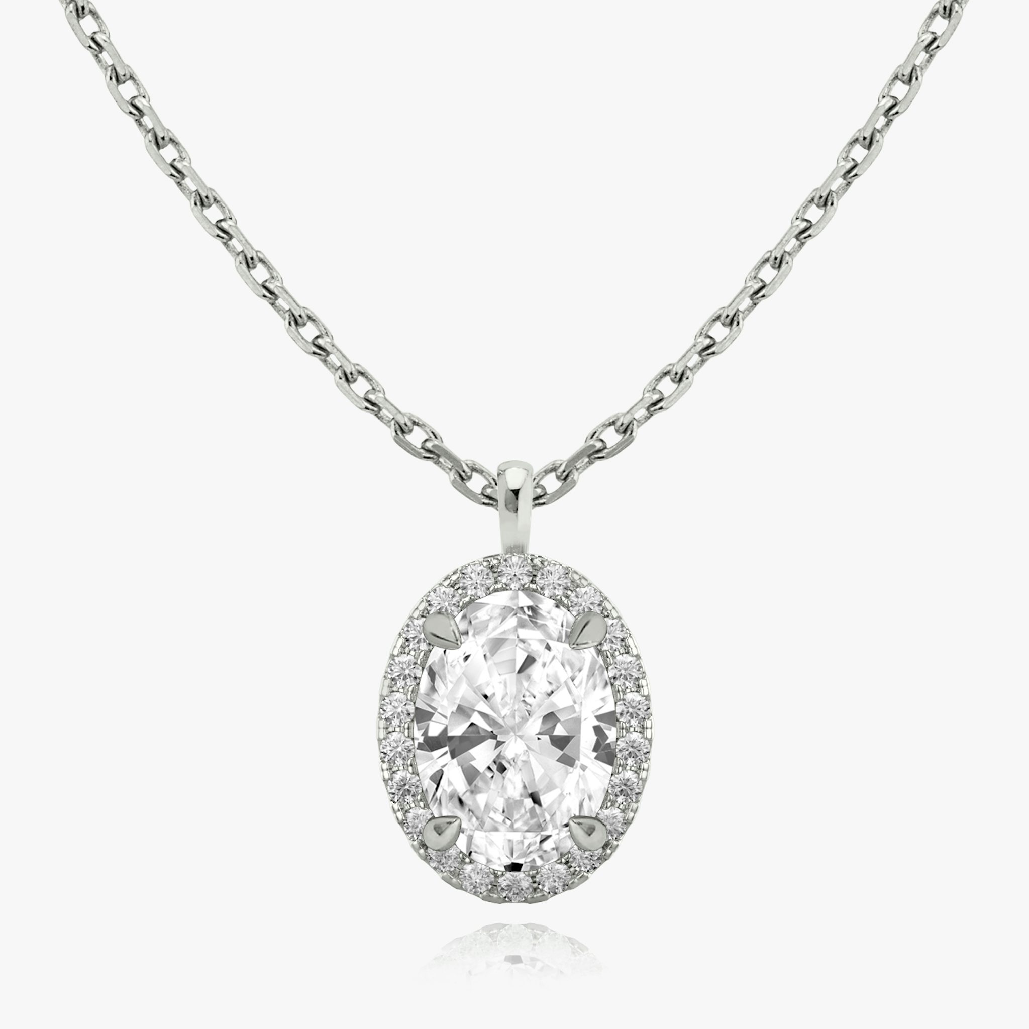 Halo Pendant | Oval | 14k | White Gold | caratWeight: 0.75ct