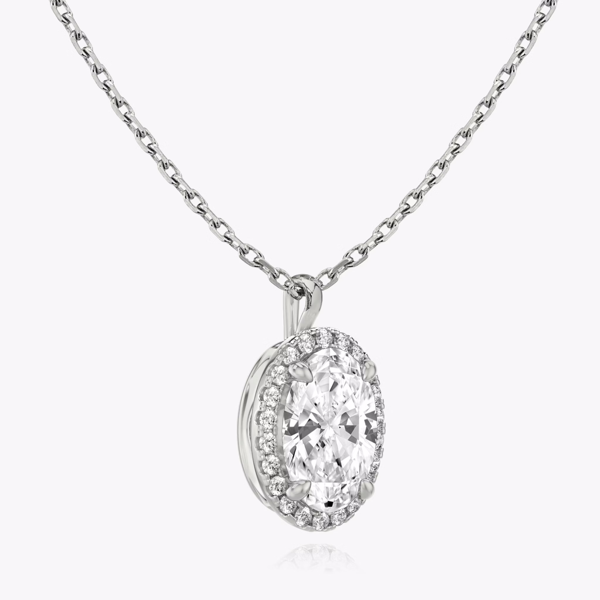 Halo Pendant | Oval | 14k | White Gold | caratWeight: 0.75ct