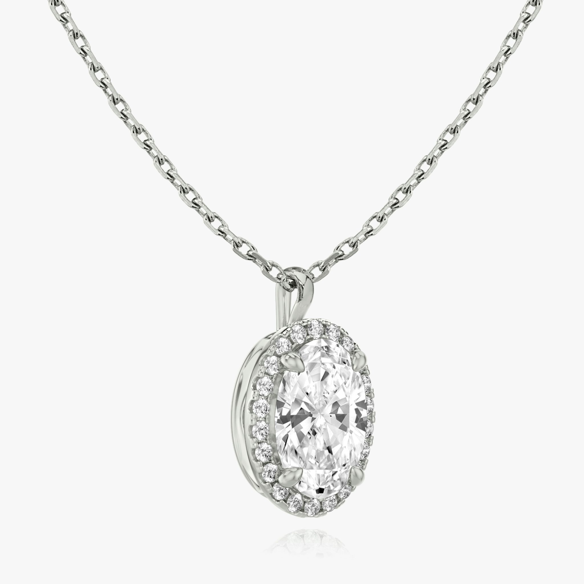 Halo Pendant | Oval | 14k | White Gold | caratWeight: 0.75ct