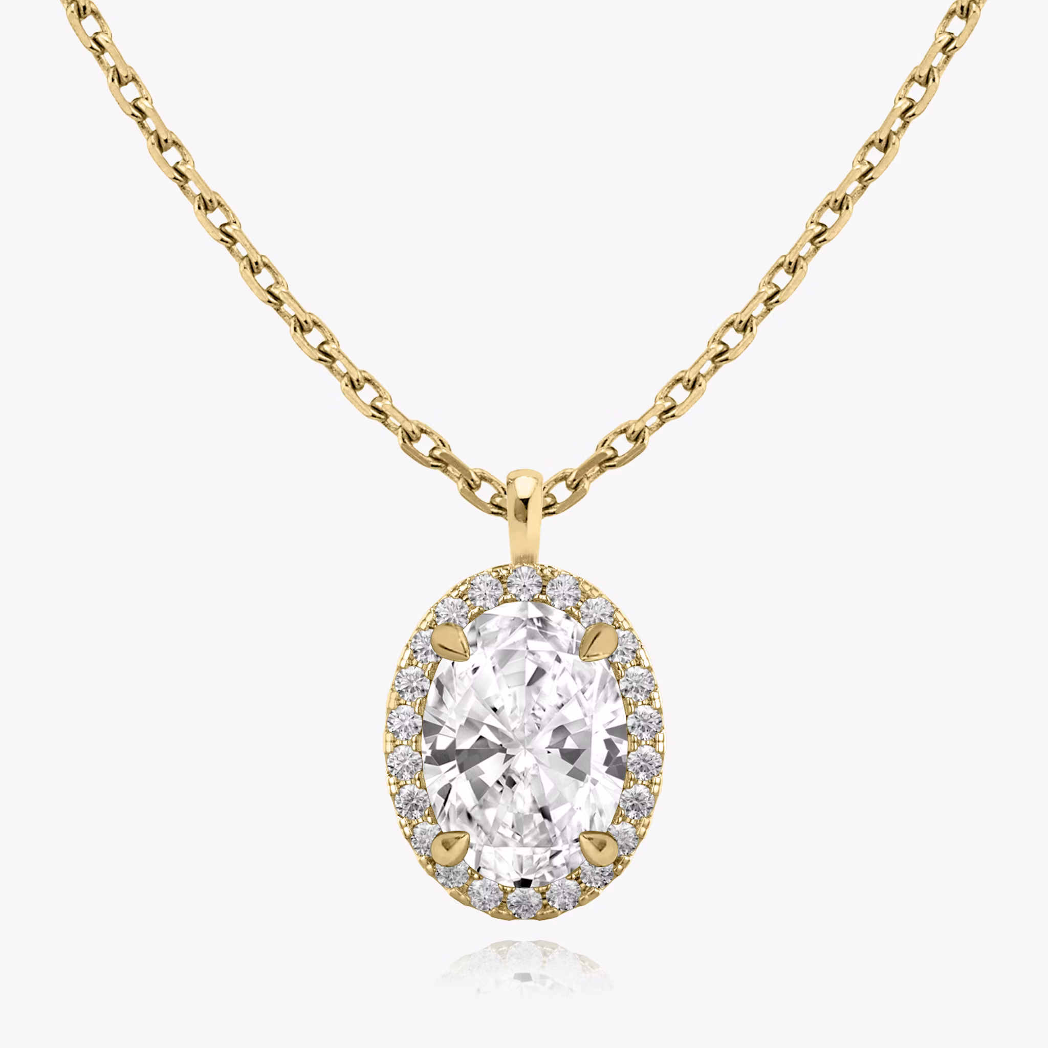 Halo Pendant | Oval | 14k | Yellow Gold | caratWeight: 0.50ct