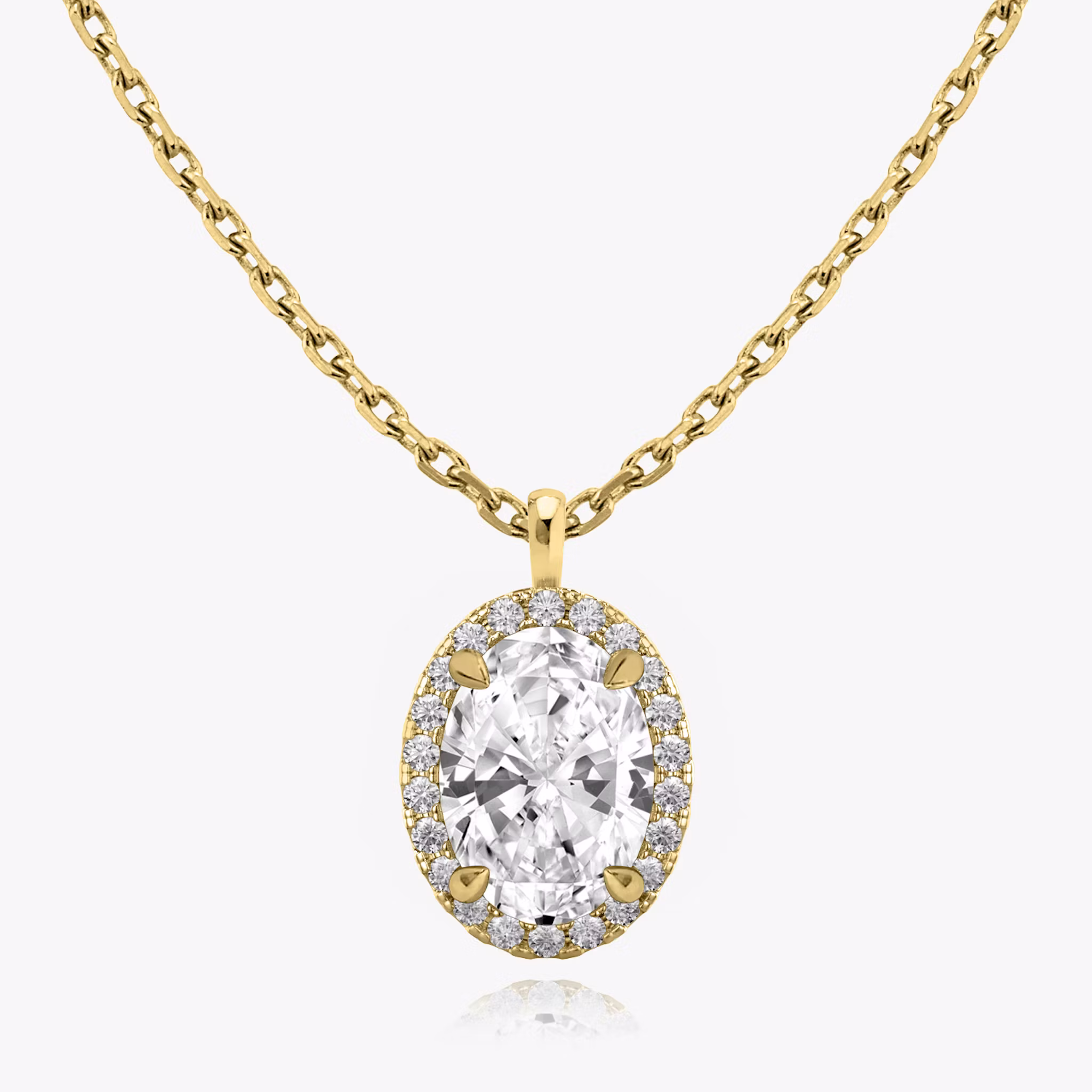 Halo Pendant Oval | Yellow Gold