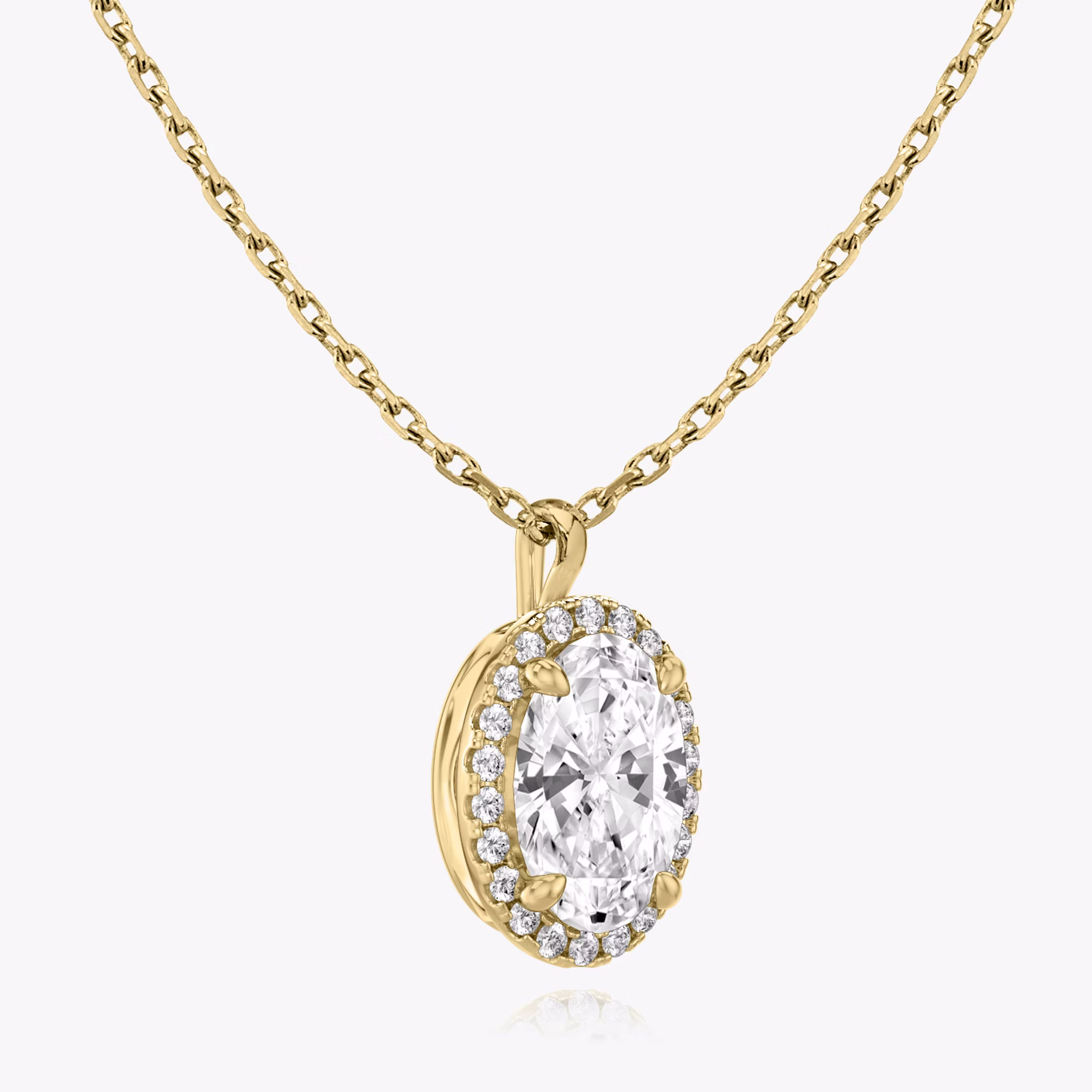 Halo Pendant | Oval | 14k | Yellow Gold | caratWeight: 0.50ct