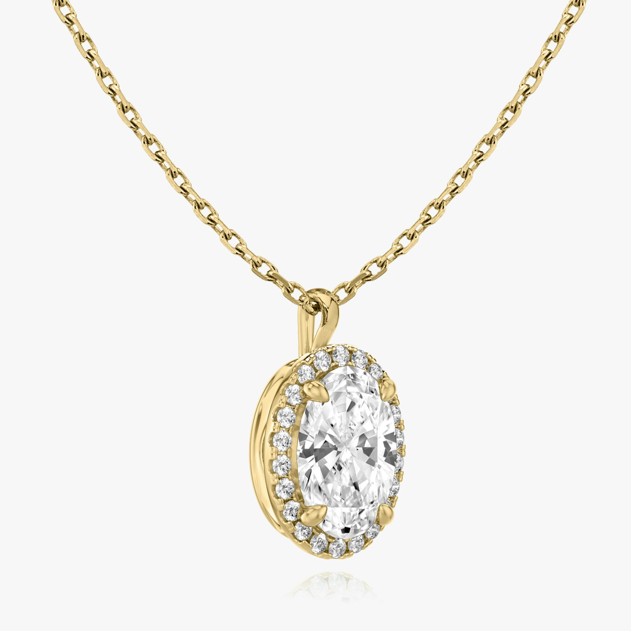 Halo Pendant | Oval | 14k | Yellow Gold | caratWeight: 0.50ct