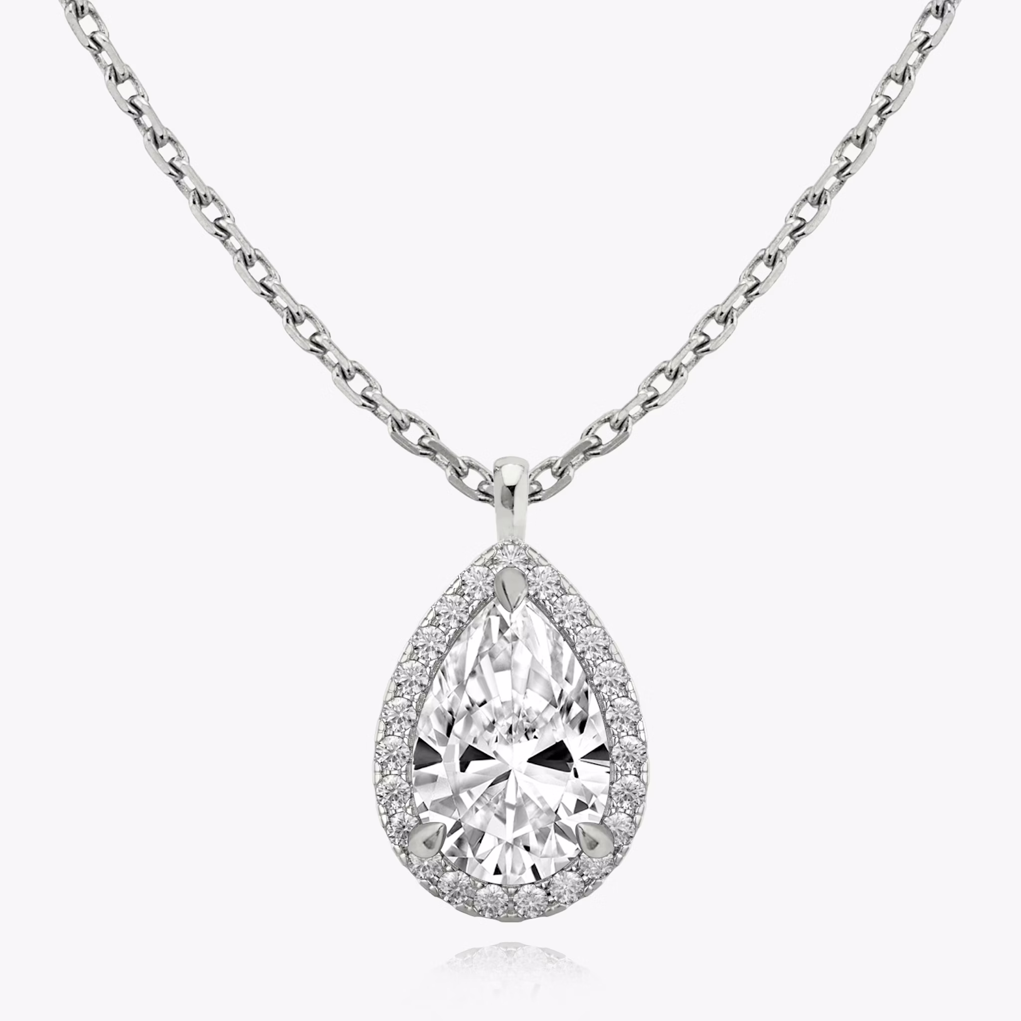 Halo Pendant | Pear | 14k | White Gold | caratWeight: other