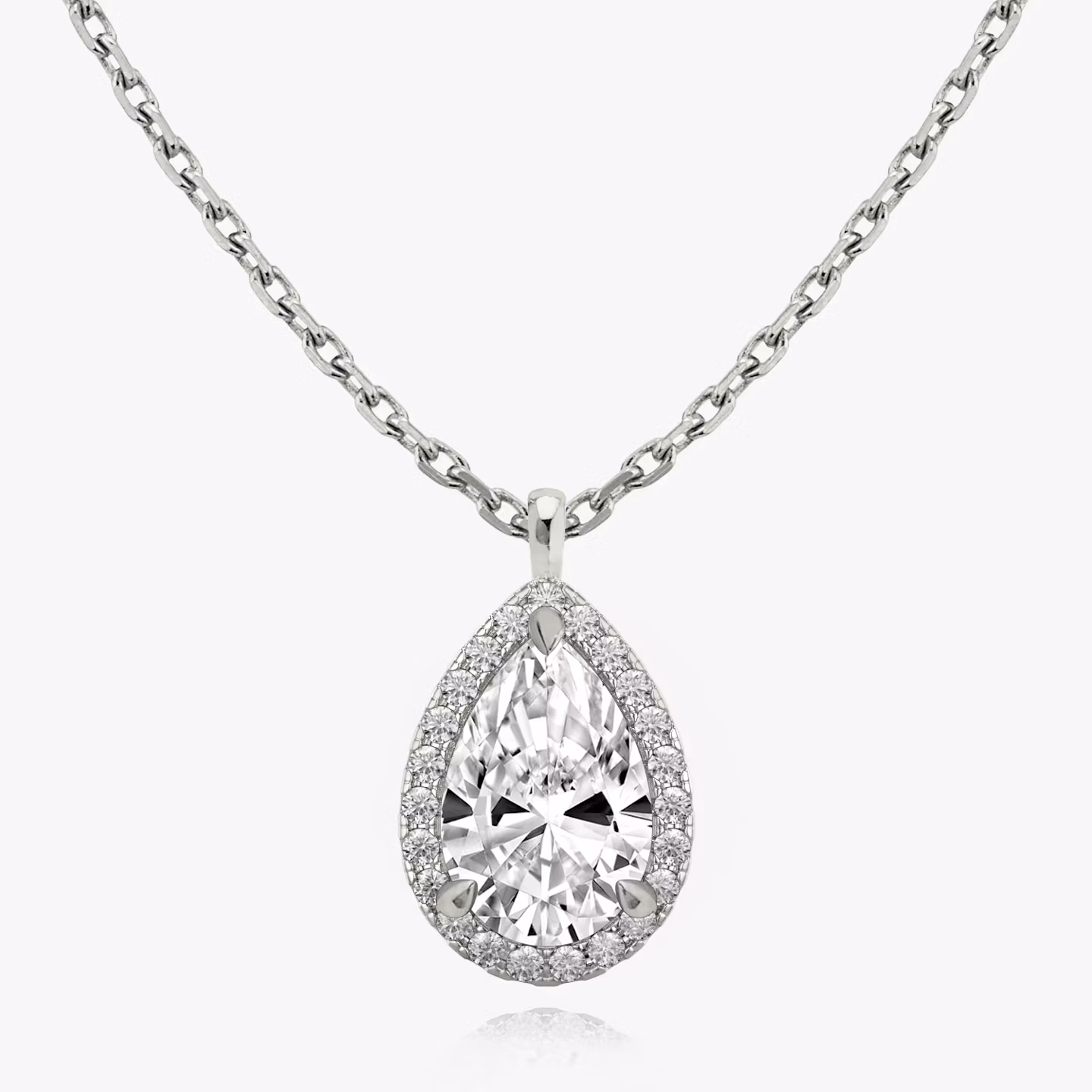 Pendentif Halo Poire | White Gold