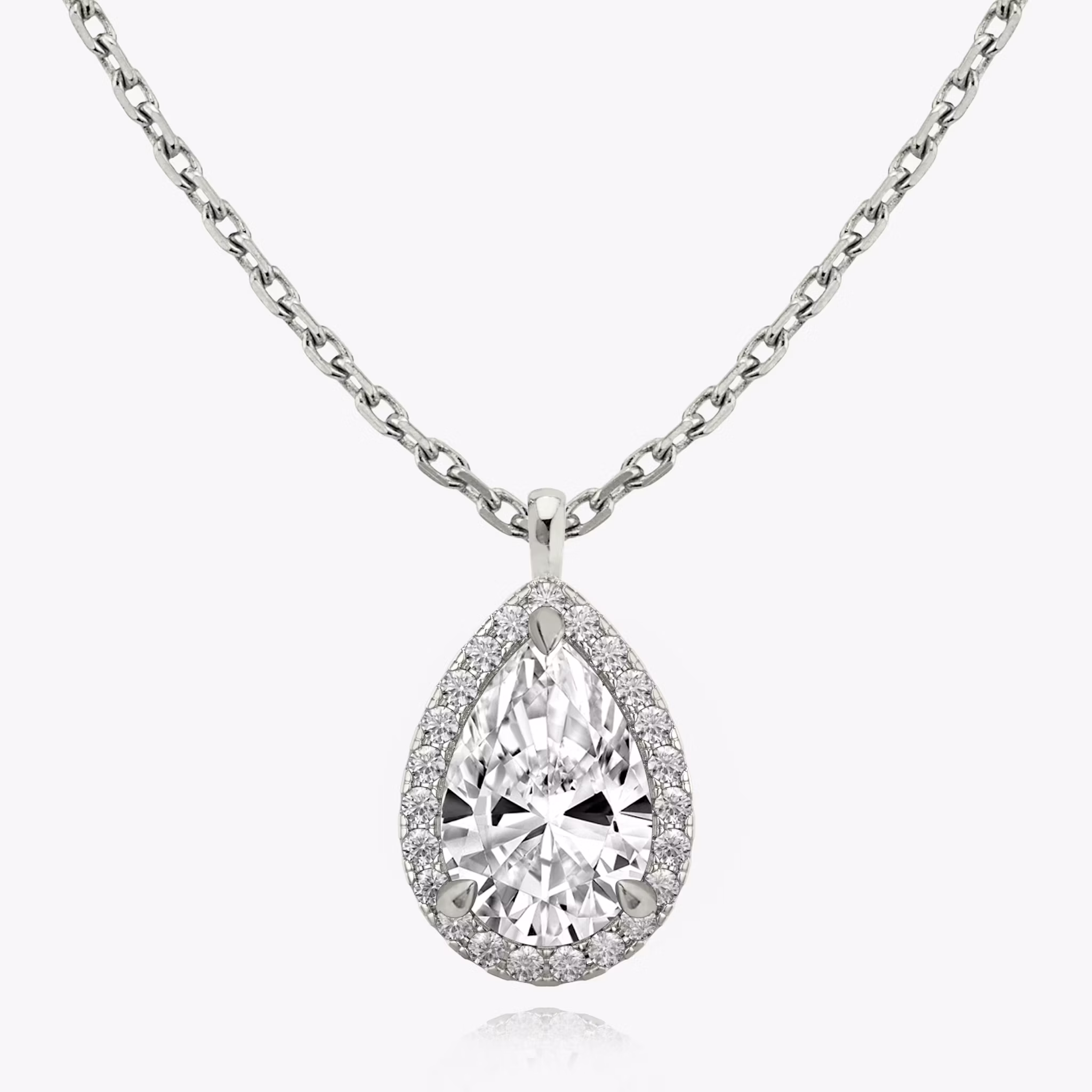 Halo Pendant Pear | White Gold