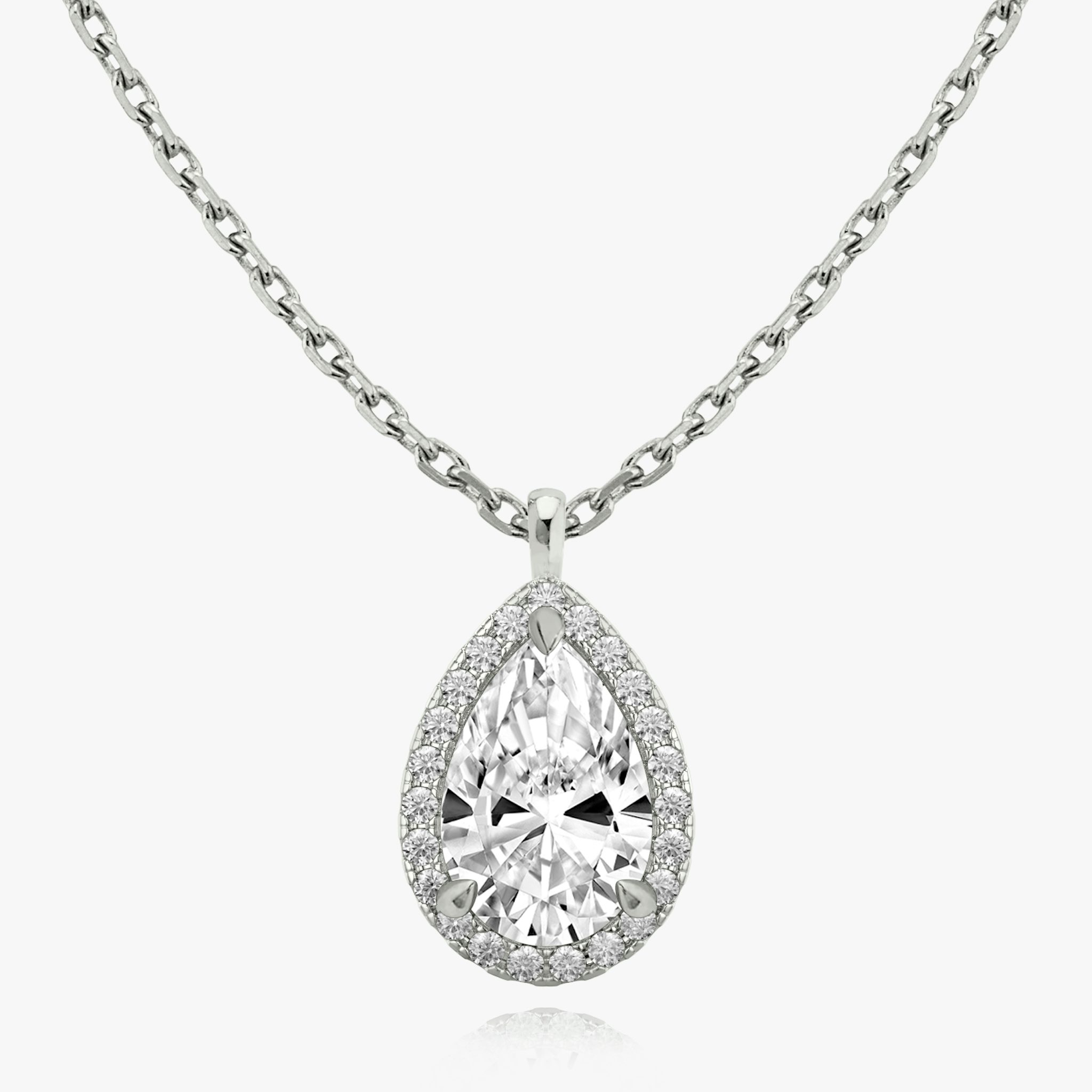Halo Pendant | Pear | 14k | White Gold | caratWeight: other