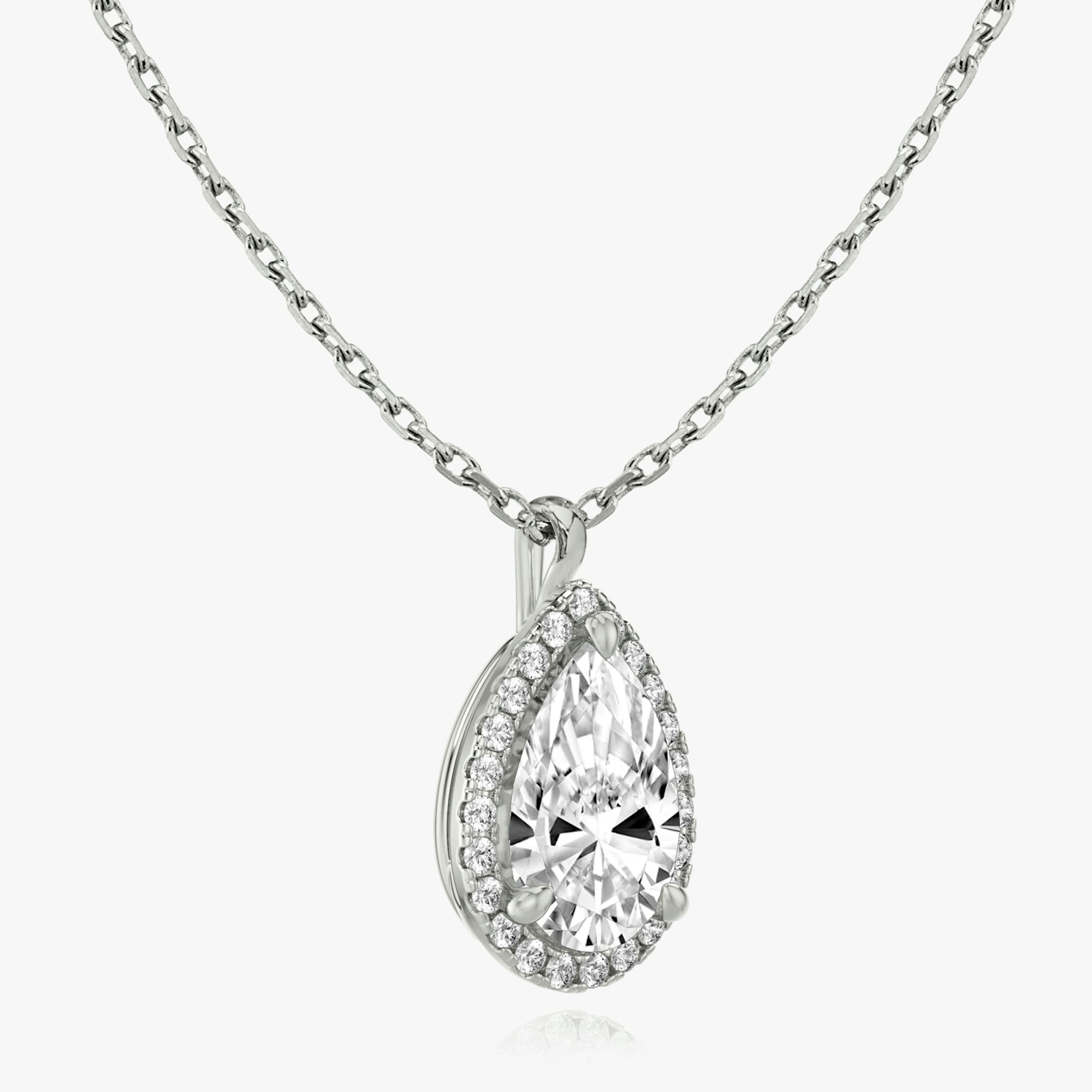 Halo Pendant | Pear | 14k | White Gold | caratWeight: other