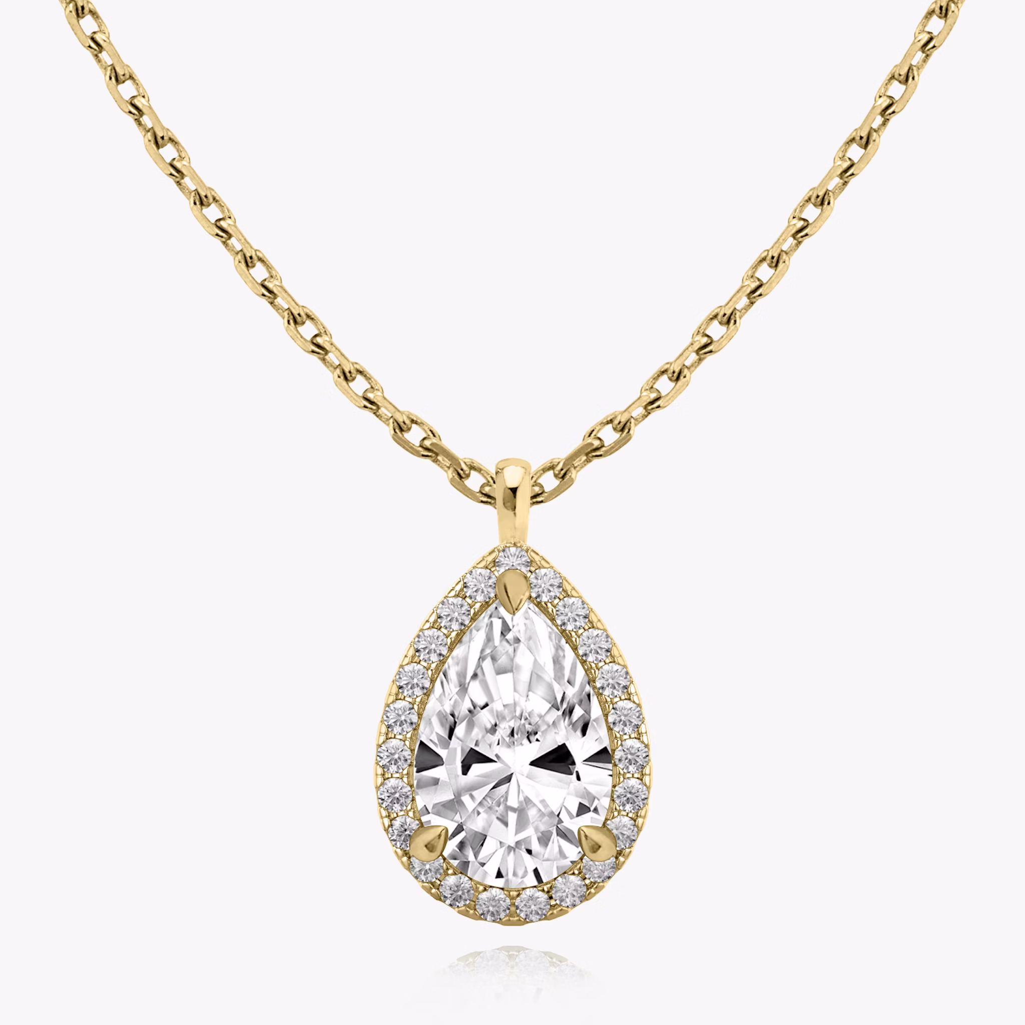 Halo Pendant | Pear | 14k | Yellow Gold | caratWeight: 0.50ct