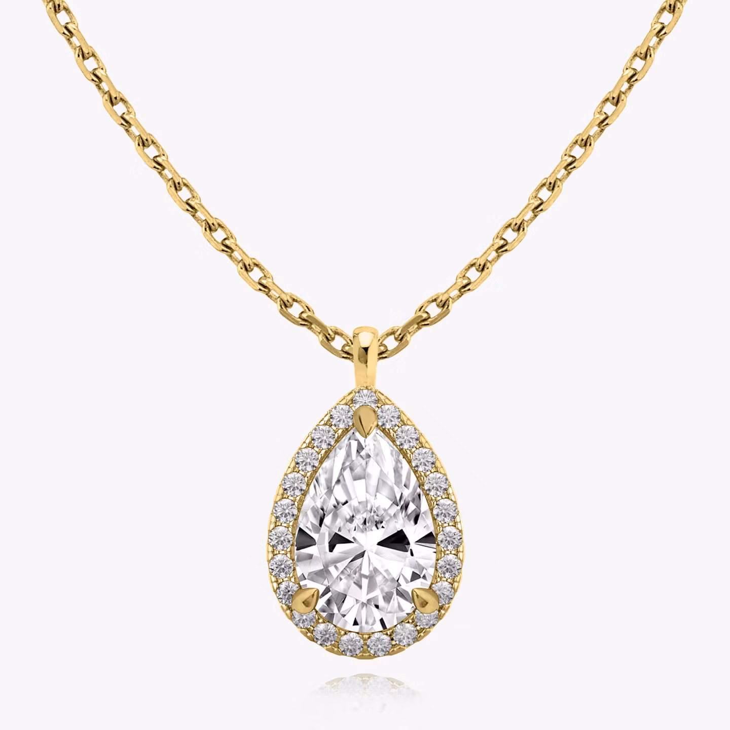 Halo Pendant Pear | Yellow Gold