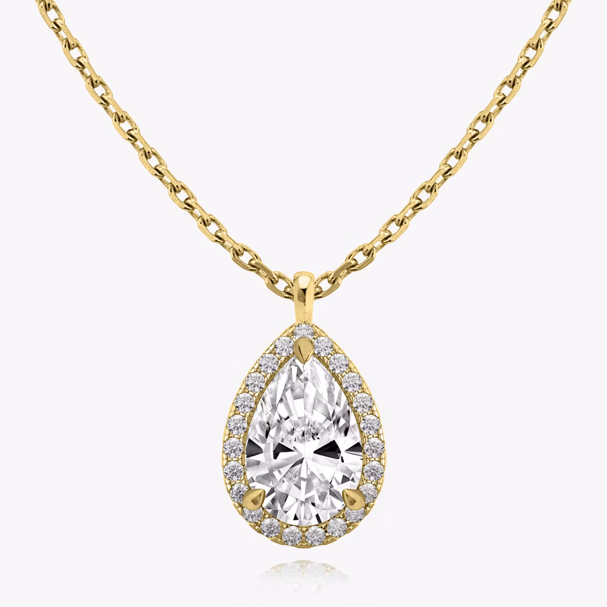 Halo Pendant Pear | Yellow Gold