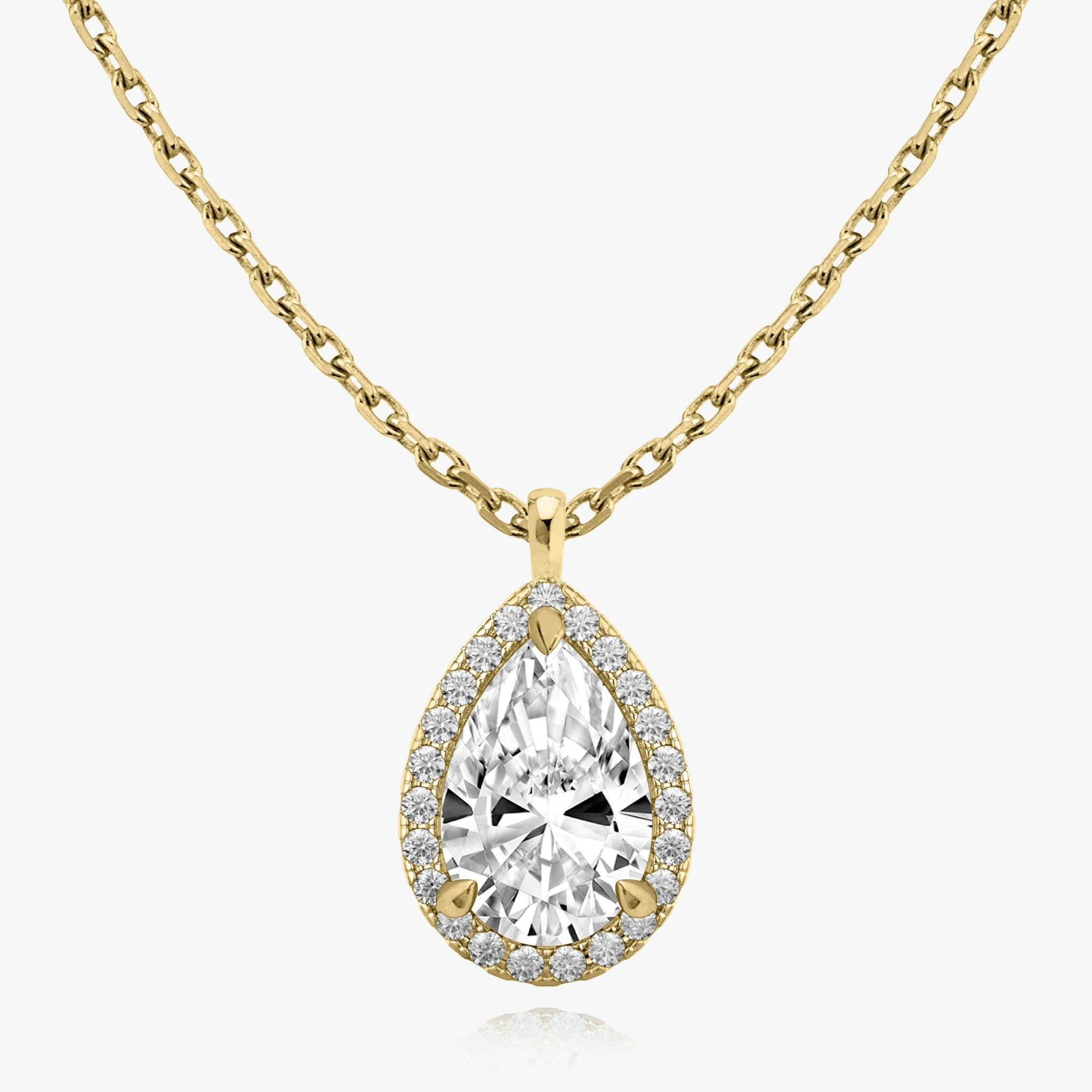 Halo Pendant | Pear | 14k | Yellow Gold | caratWeight: 0.50ct