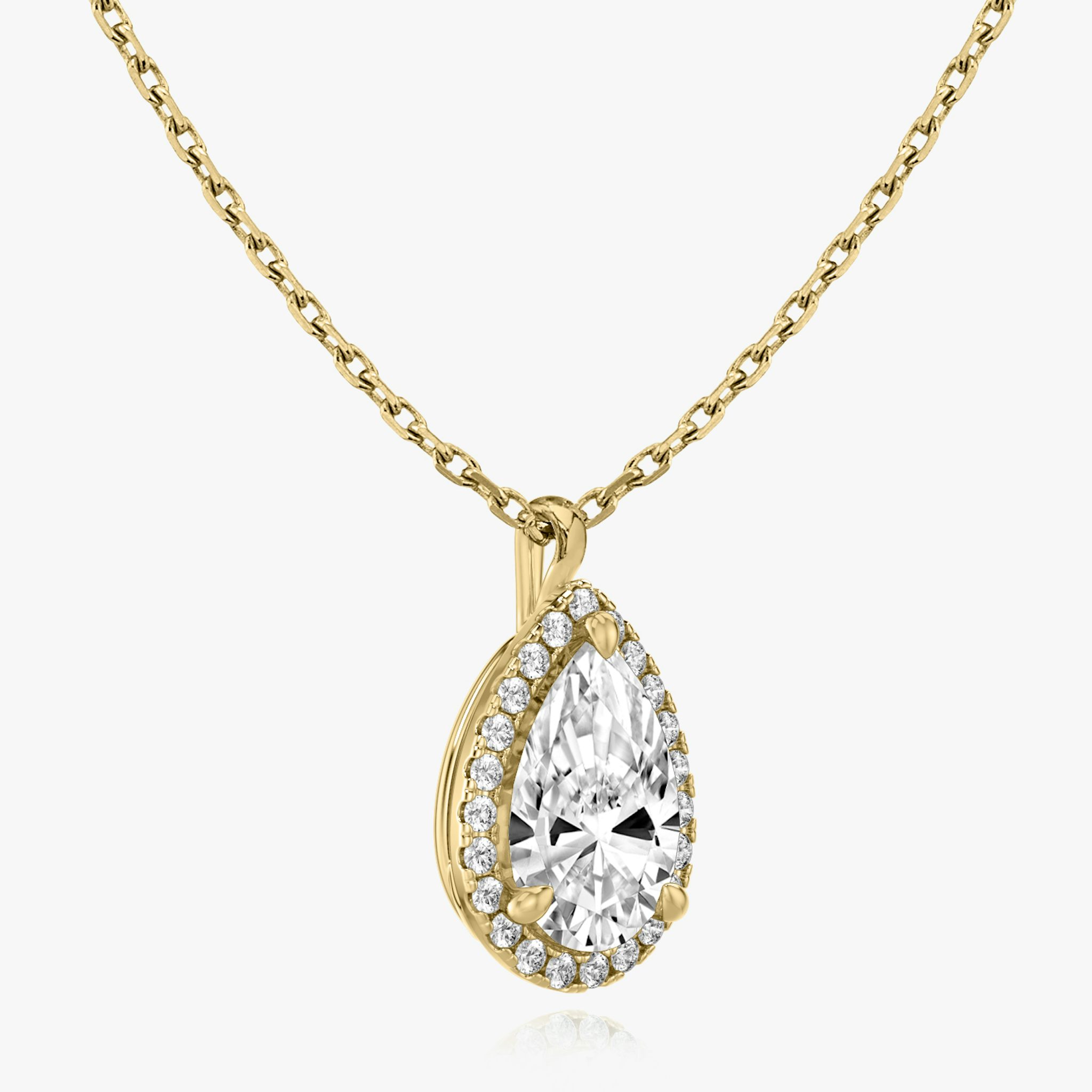 Halo Pendant | Pear | 14k | Yellow Gold | caratWeight: 0.50ct