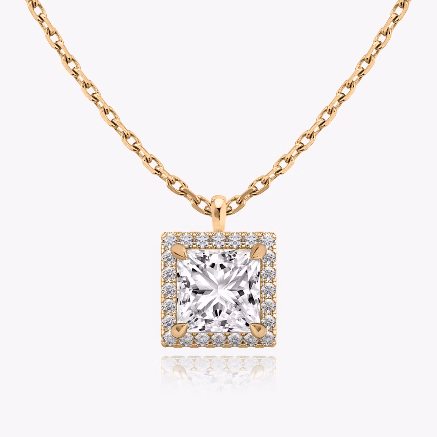 Halo Pendant Princess | Rose Gold