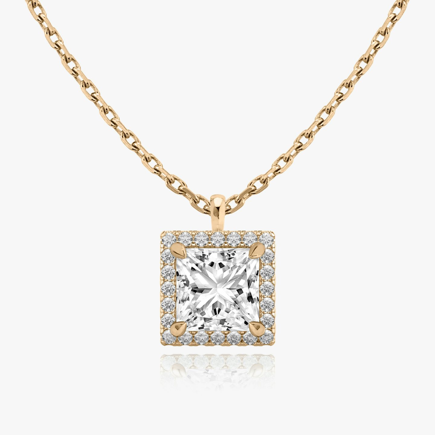 Halo Pendant | Princess | 14k | Rose Gold | caratWeight: 0.75ct