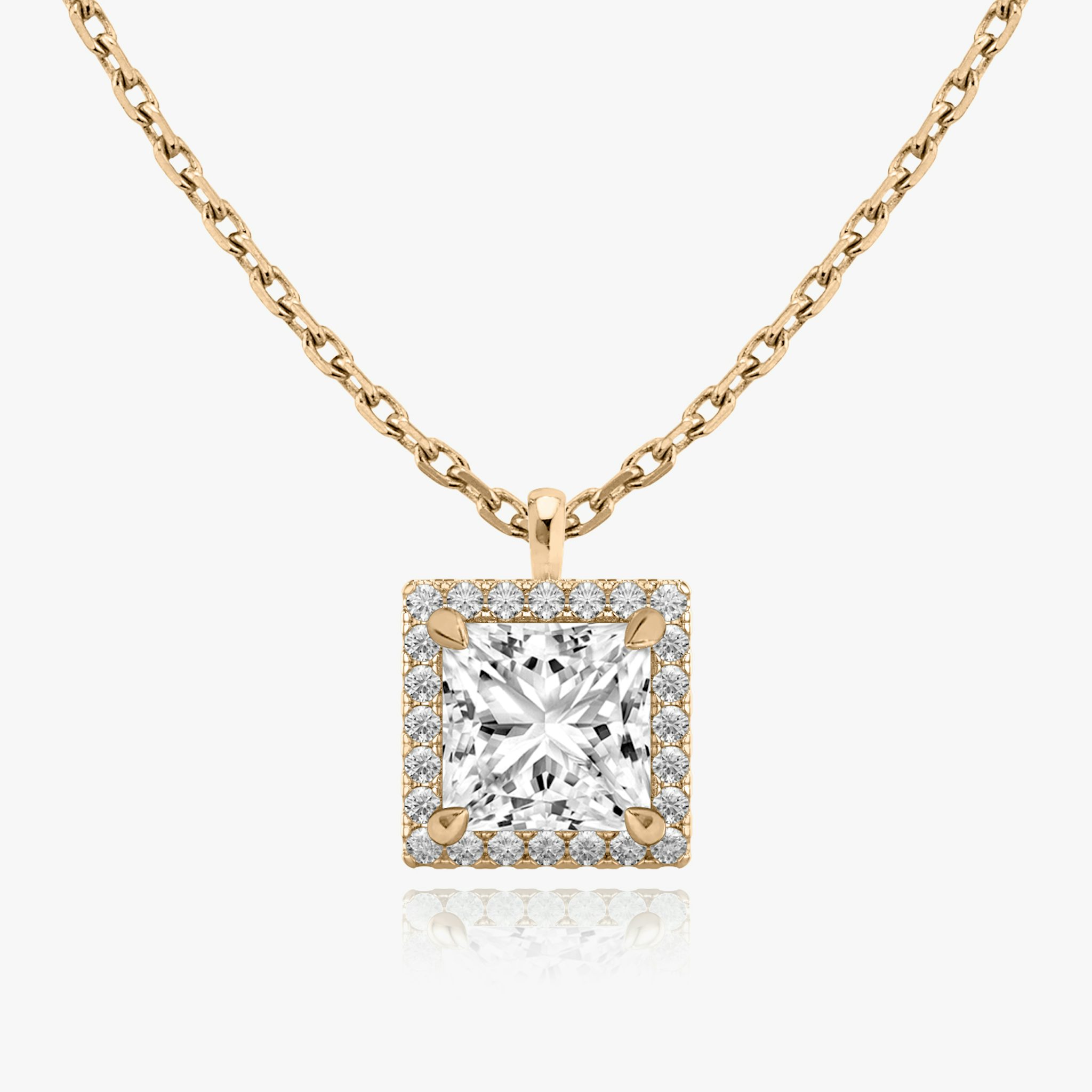 Halo Pendant | Princess | 14k | Rose Gold | caratWeight: other