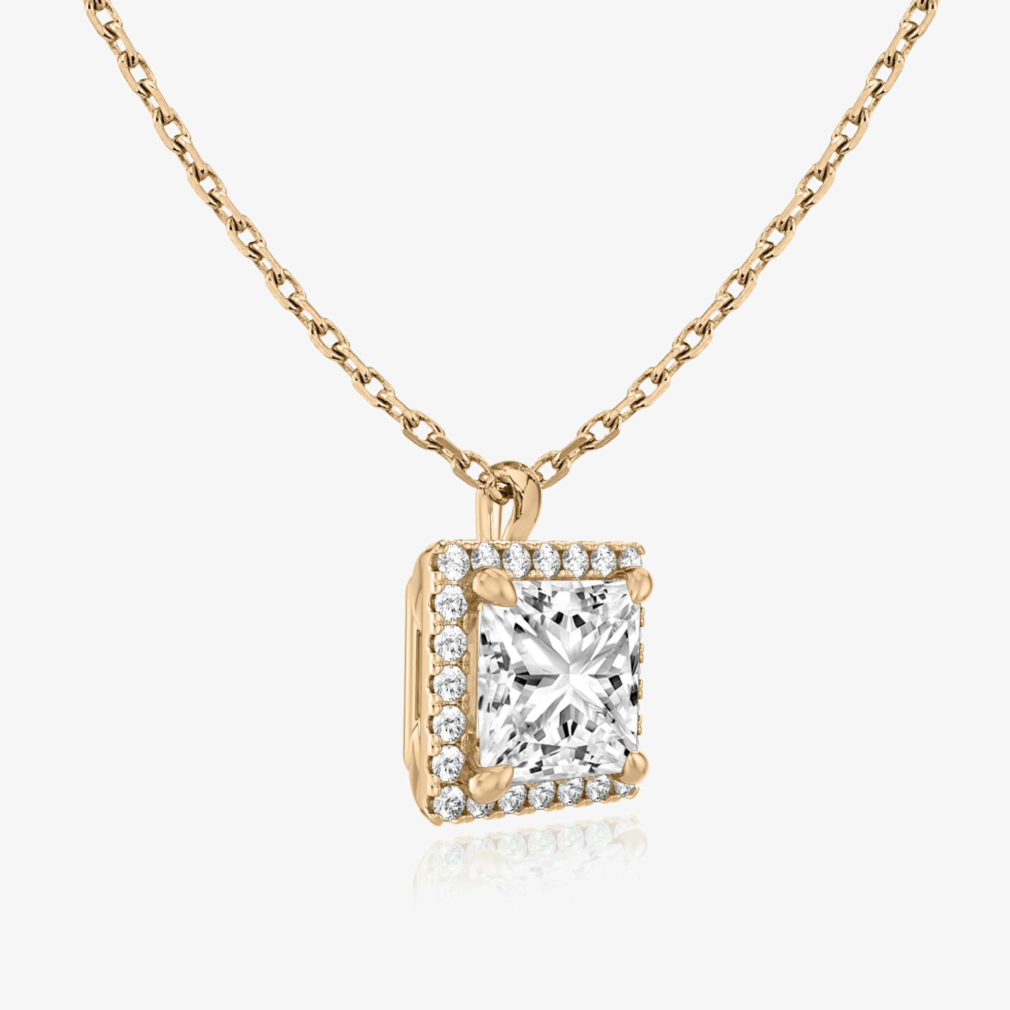 Halo Pendant | Princess | 14k | Rose Gold | caratWeight: other