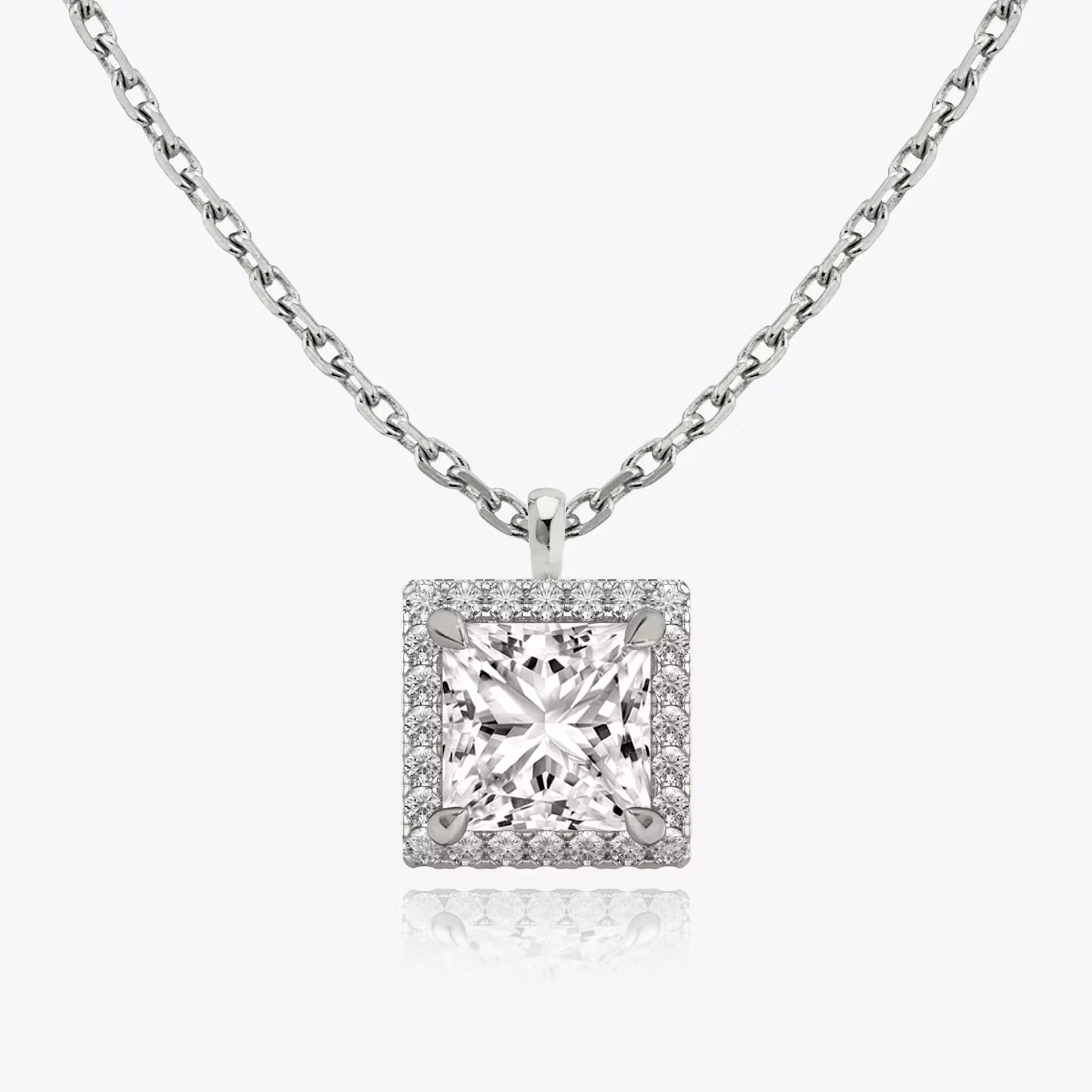 Halo Pendant Princess | White Gold