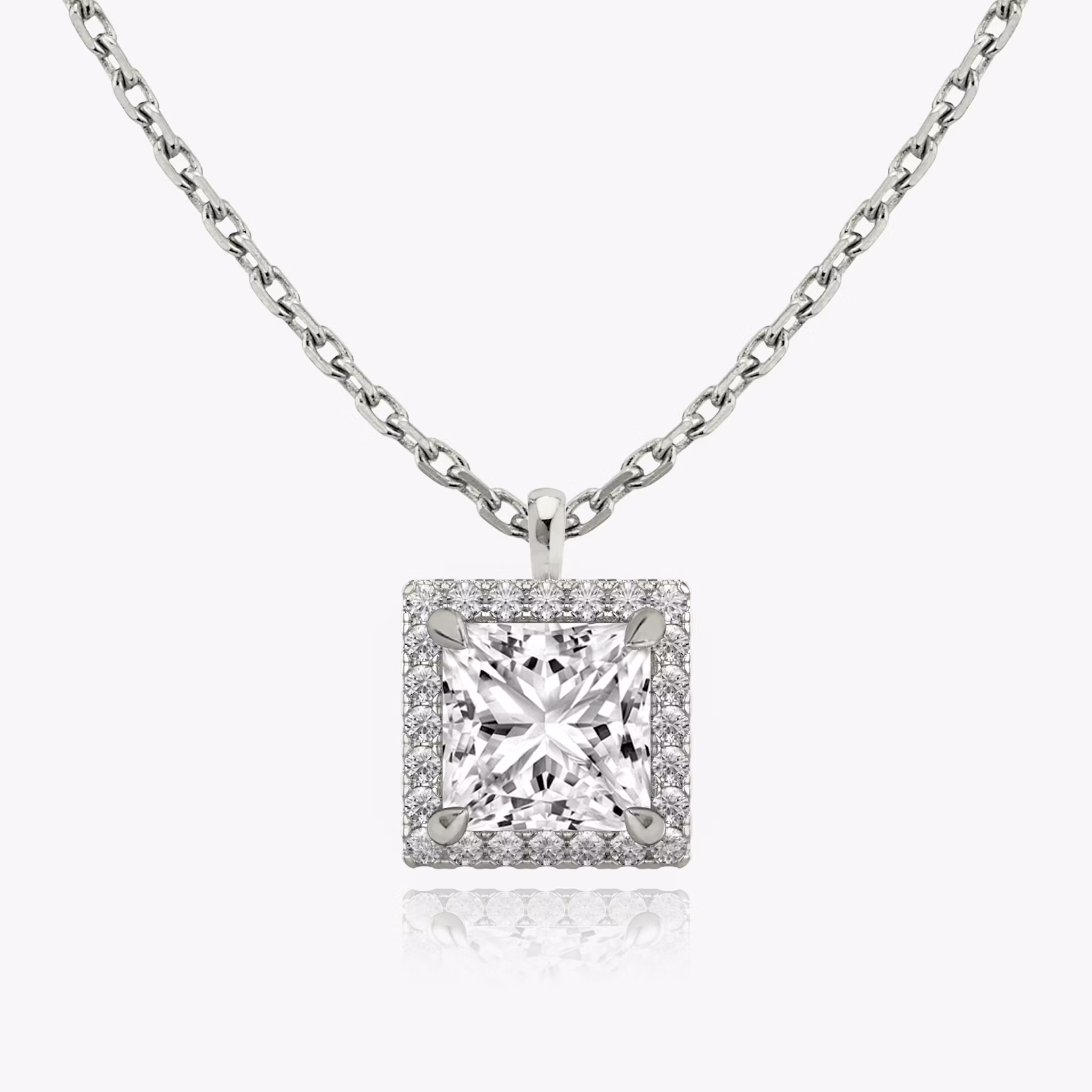 Halo Pendant Princess | White Gold