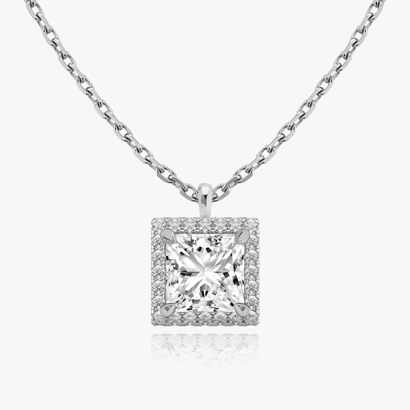 Halo Pendant | Princess | 14k | White Gold | caratWeight: 0.75ct