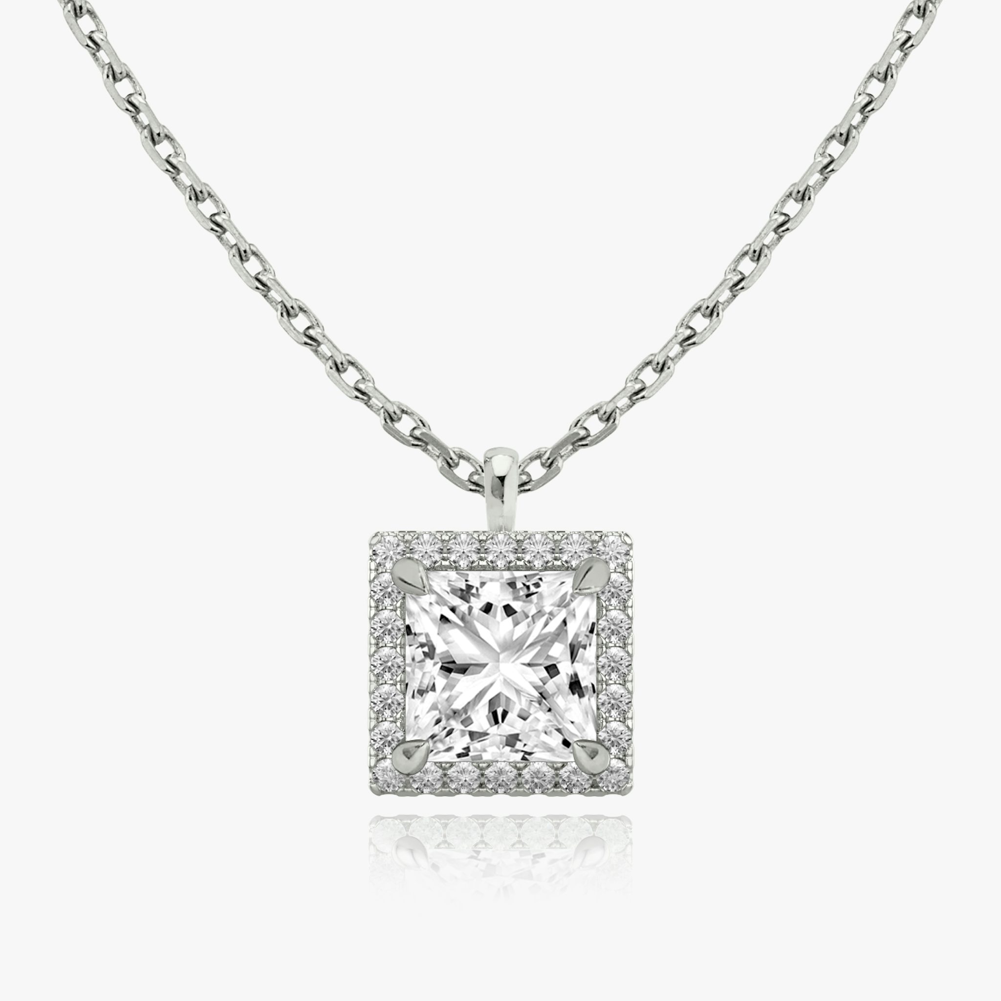 Halo Pendant | Princess | 14k | White Gold | caratWeight: 1.0ct