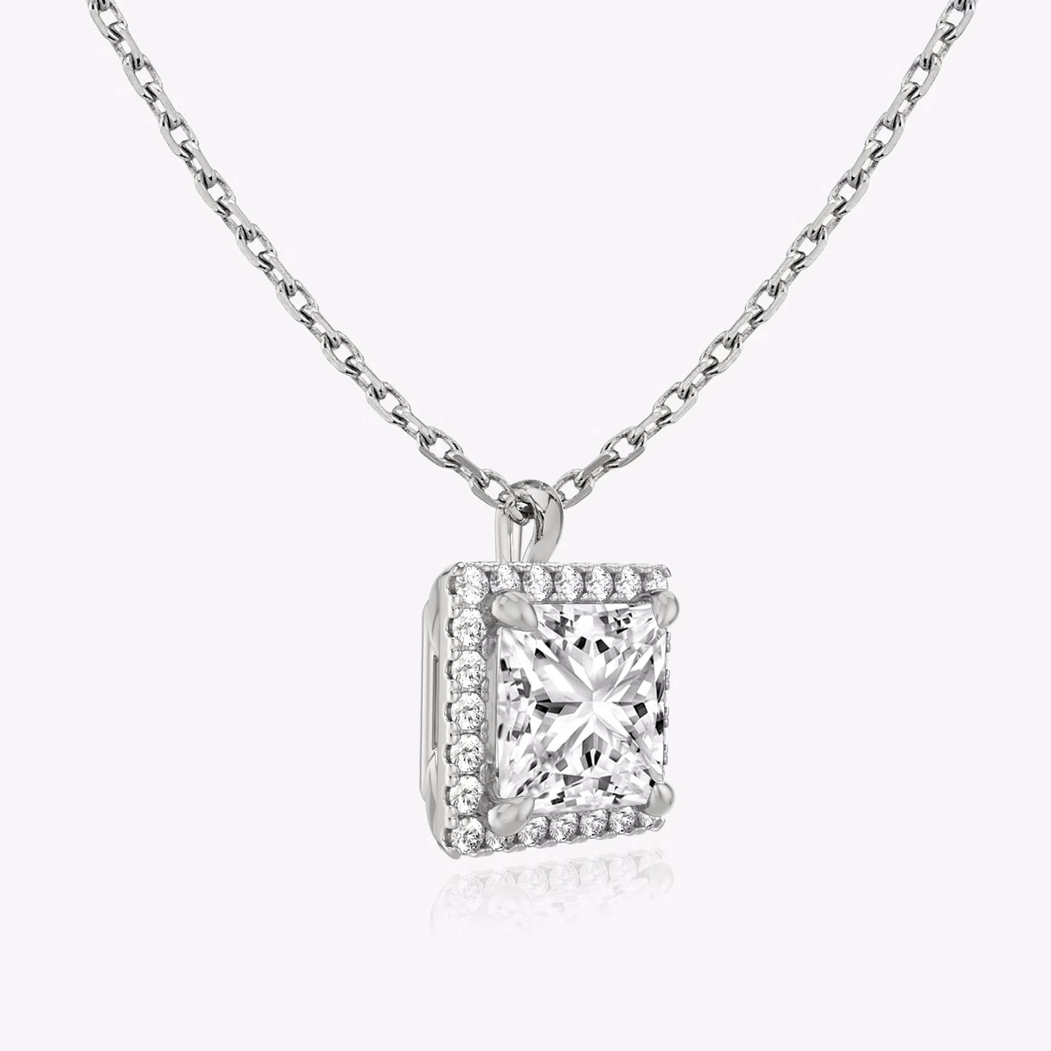 Halo Pendant | Princess | 14k | White Gold | caratWeight: 1.0ct