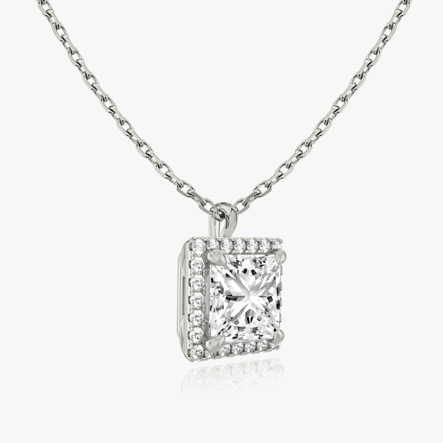 Halo Pendant | Princess | 14k | White Gold | caratWeight: 0.75ct