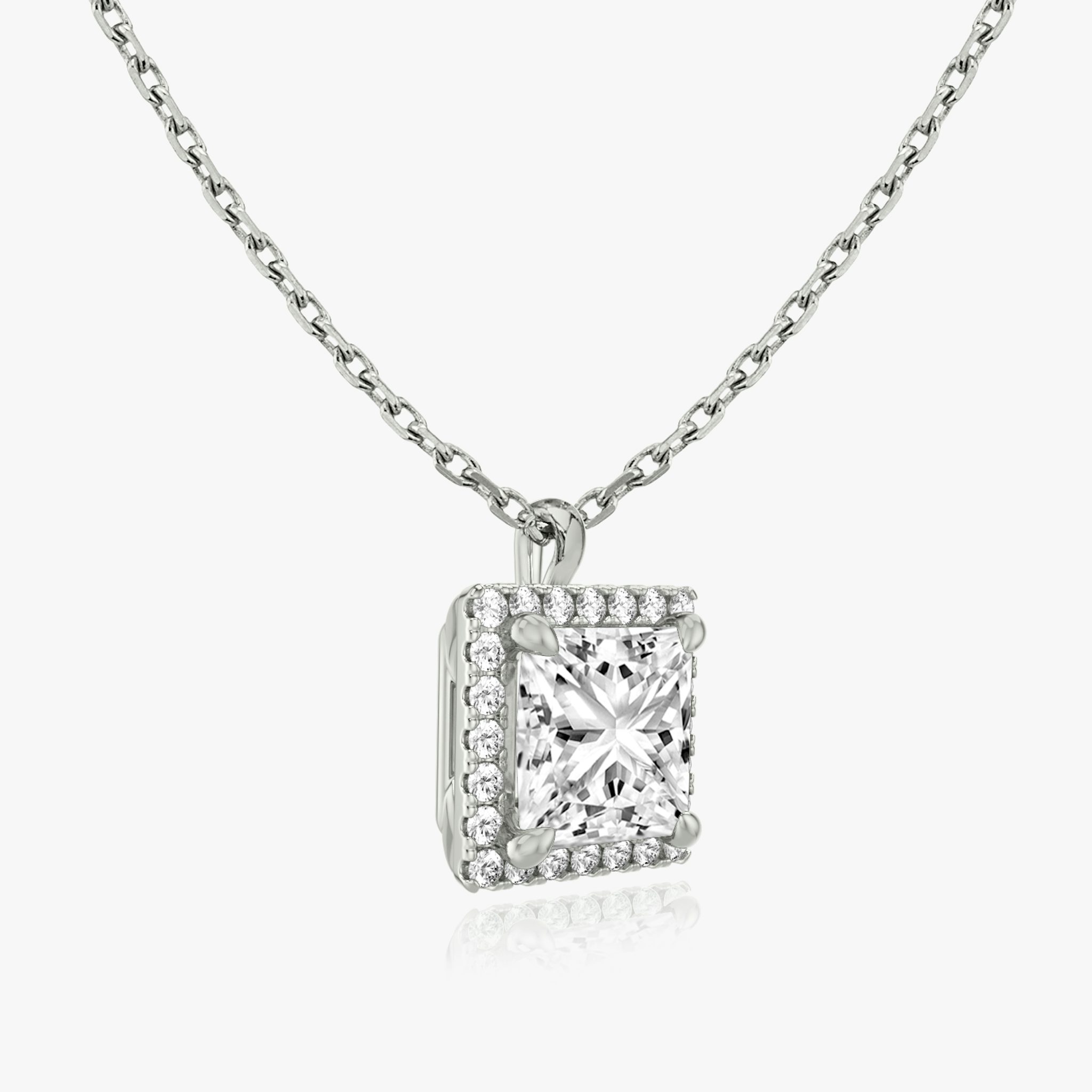 Halo Pendant | Princess | 14k | White Gold | caratWeight: 1.0ct