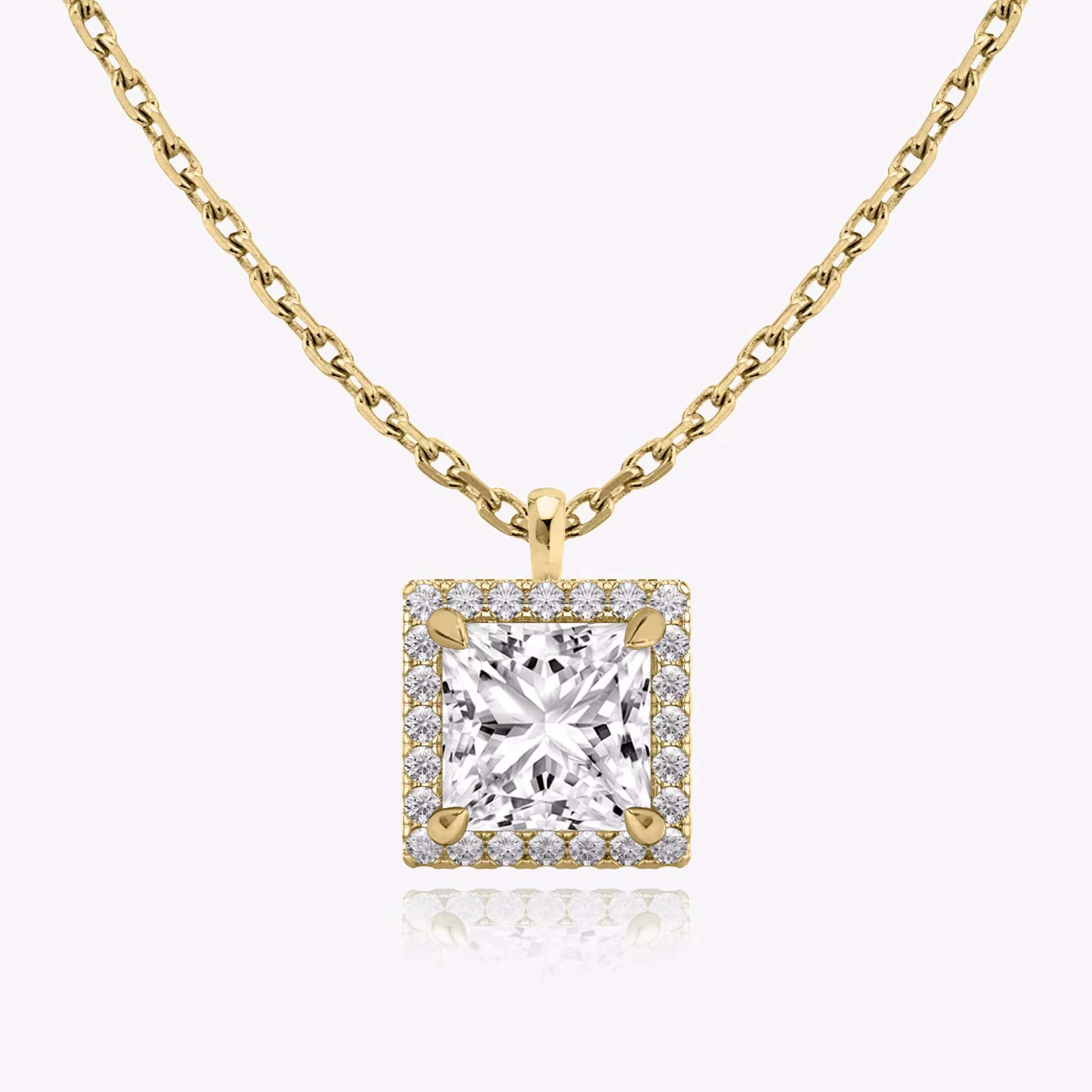 Halo Pendant | Princess | 14k | Yellow Gold | caratWeight: 0.25ct