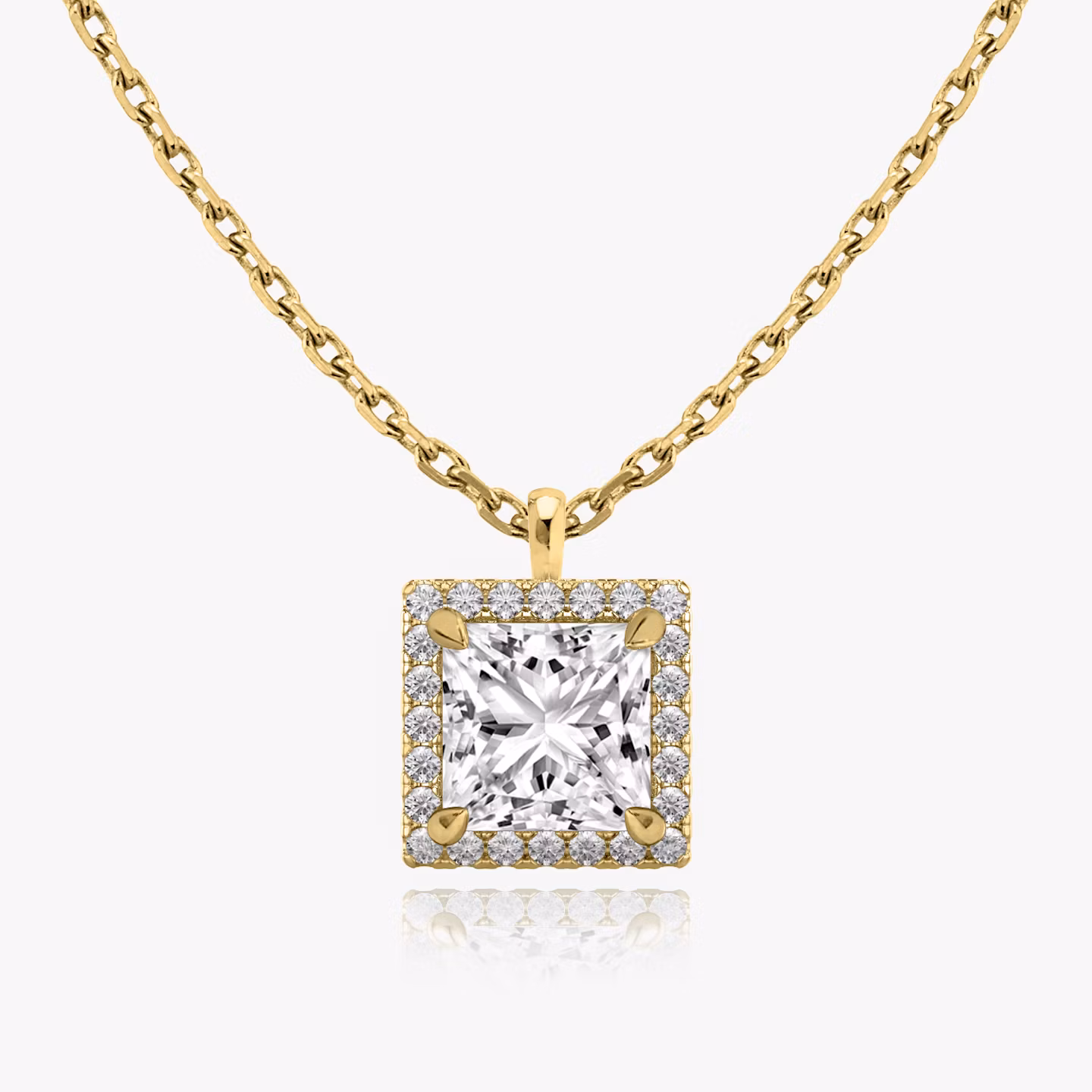 Halo Pendant Princess | Yellow Gold