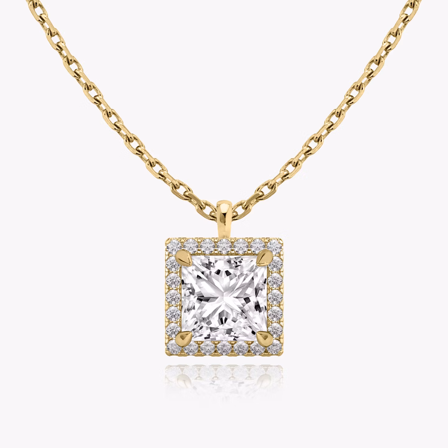 Halo Pendant | Princess | 14k | Yellow Gold | caratWeight: 0.25ct