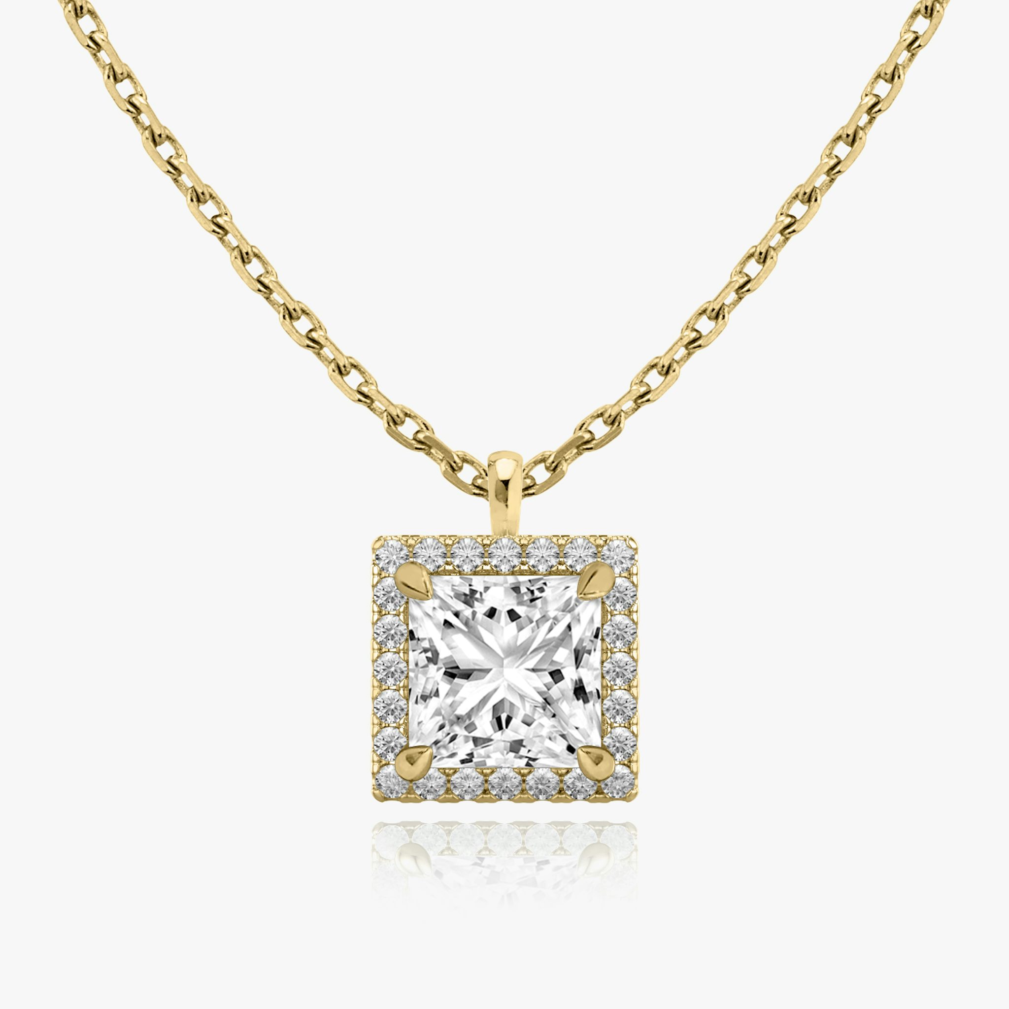 Halo Pendant | Princess | 14k | Yellow Gold | caratWeight: 0.25ct