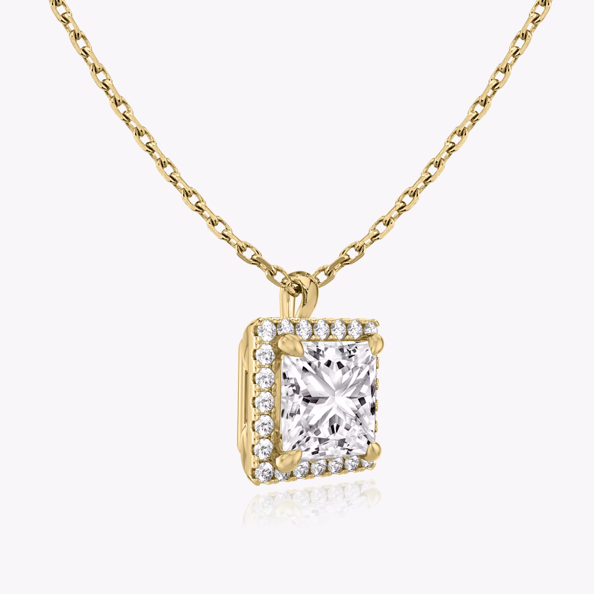Halo Pendant | Princess | 14k | Yellow Gold | caratWeight: 0.25ct