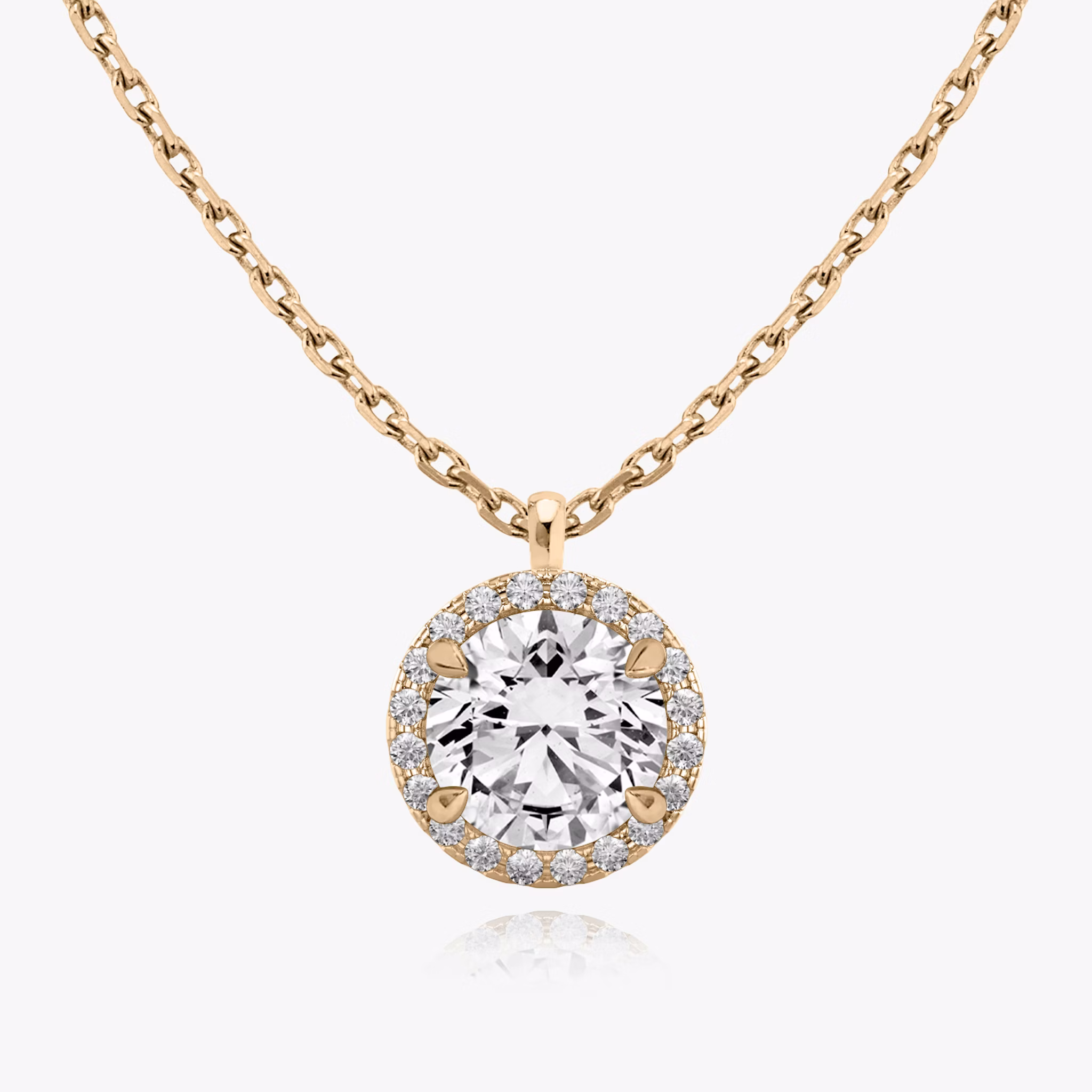 Halo Pendant | Round Brilliant | 14k | Rose Gold | caratWeight: 0.75ct