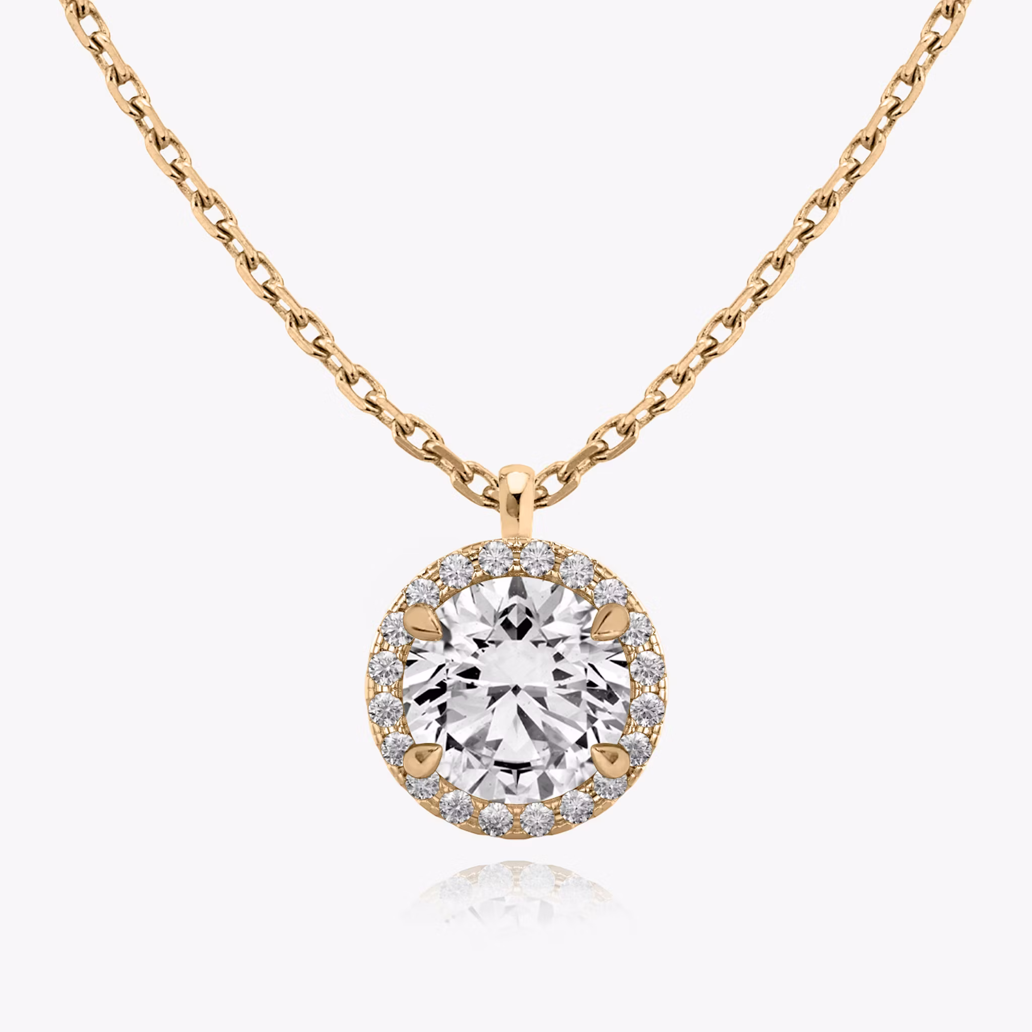 Halo Pendant Round Brilliant | Rose Gold